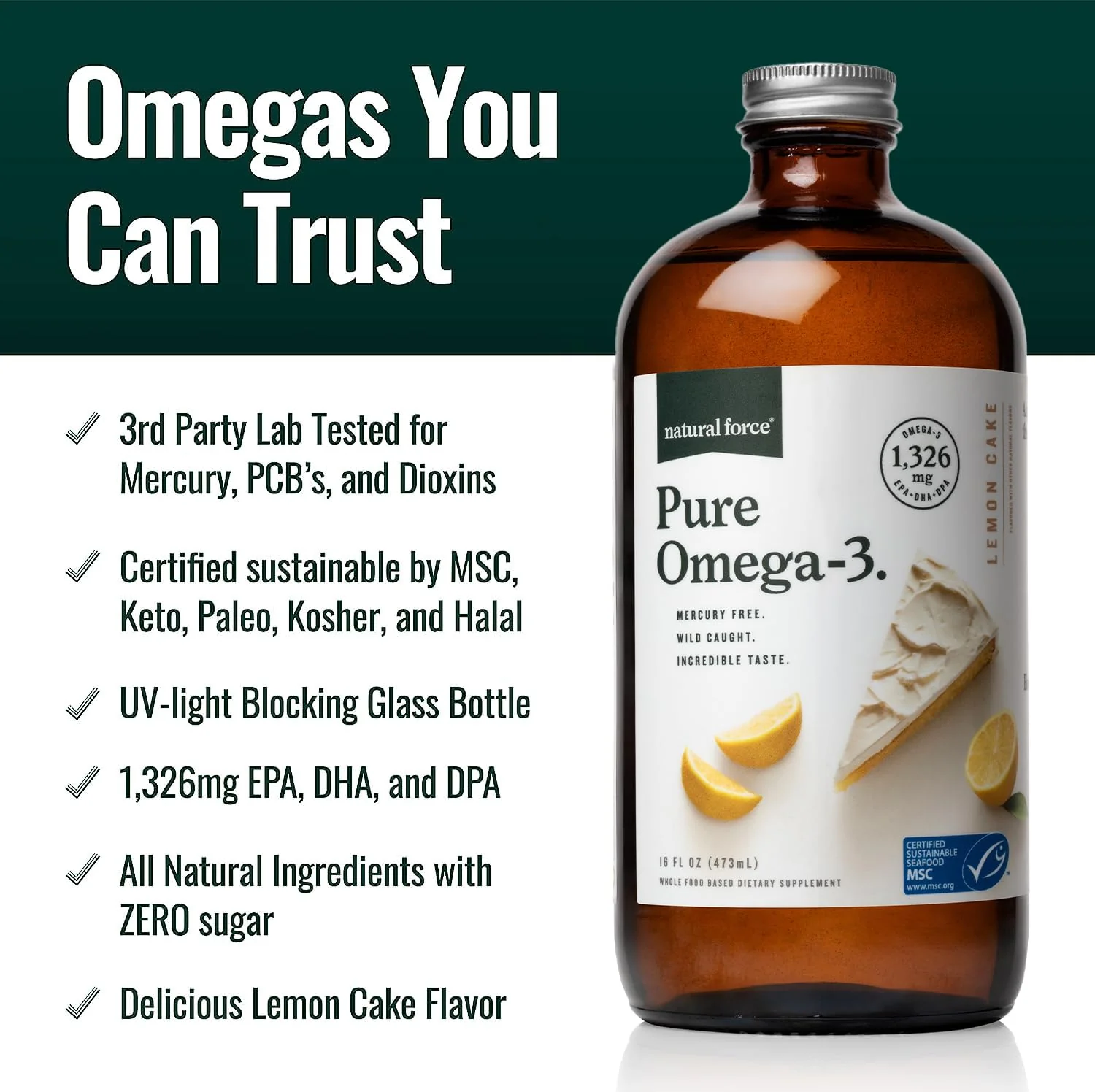 Natural Force Pure Omega-3 Lemon Liquid Fish Oil – 1,326 mg EPA/DHA/DPA, Mercury Free, Wild-Caught - Image 8