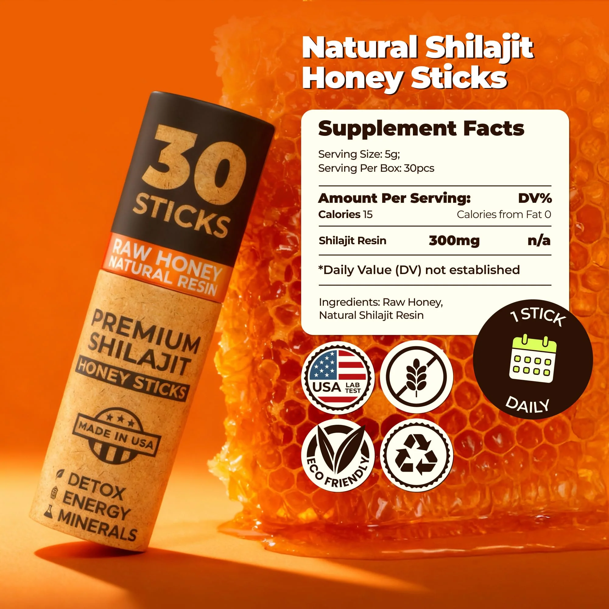 NATURAL SHILAJIT Honey Sticks – Shilajit Resin with Raw Honey, Fulvic Acid & Minerals (30 Sticks) - Image 15