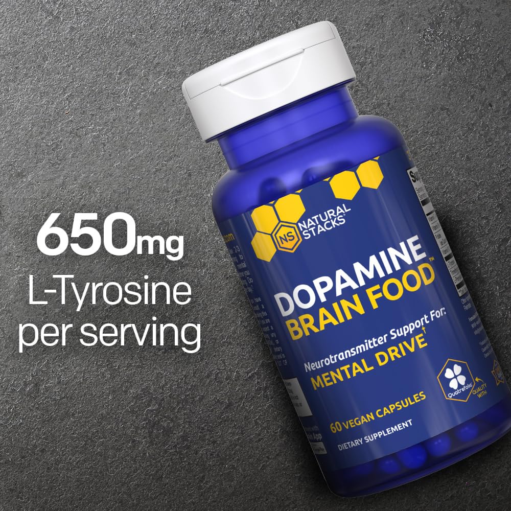 Natural Stacks Dopamine Brain Food - 650 mg L-Tyrosine for Focus & Mental Drive (60 Capsules) - Image 4