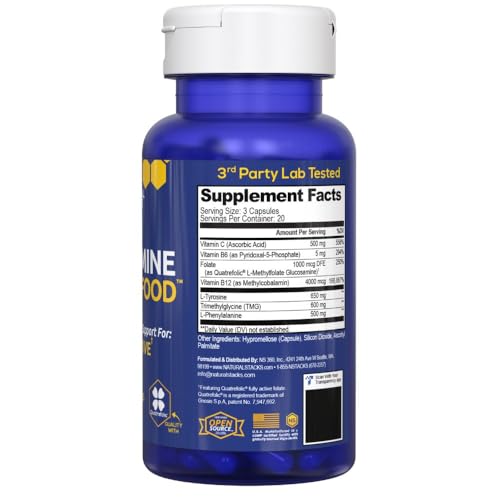 Natural Stacks Dopamine Brain Food - 650 mg L-Tyrosine for Focus & Mental Drive (60 Capsules) - Image 9