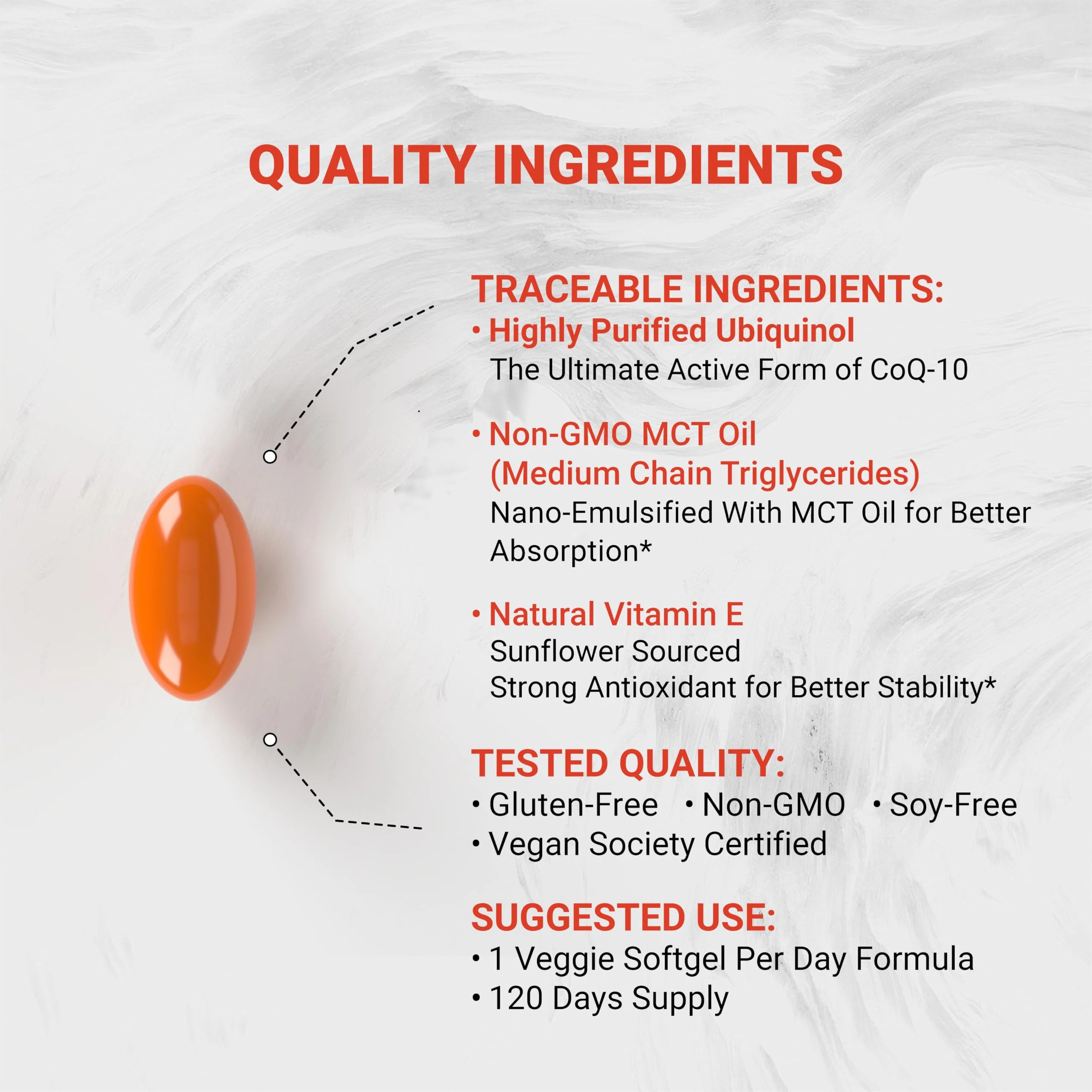 Naturalis Ubiquinol 100mg CoQ-10 Emulsified in MCT Oil – 120 Softgels | Gluten Free, Non-GMO & Soy-Free | Cardiovascular Wellness - Image 3
