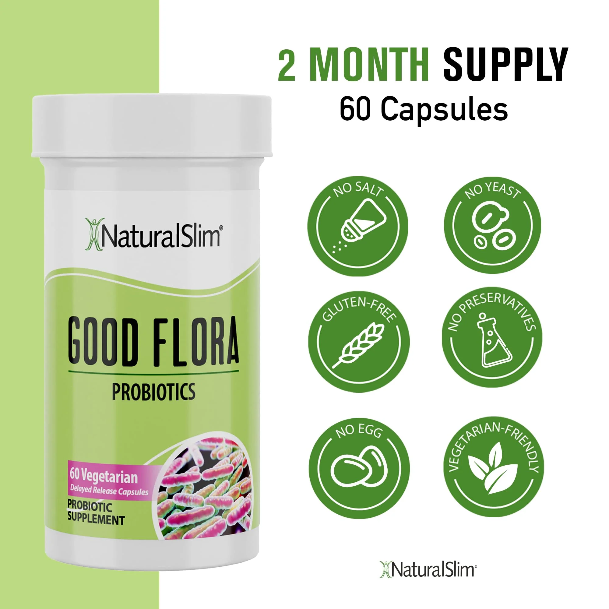 NaturalSlim Good Flora Probiotic – Gentle 7-Strain Formula, 60 Vegetarian Capsules (2-Pack) - Image 16