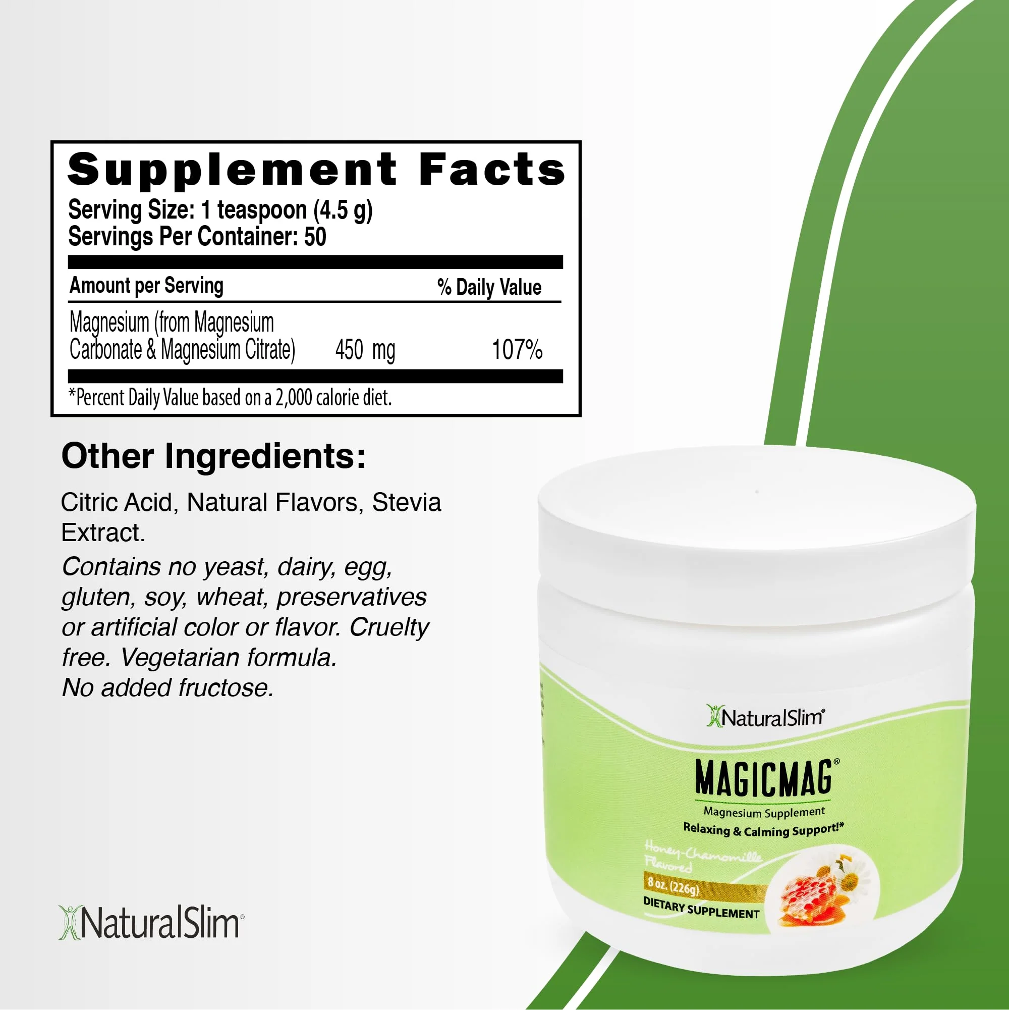 NaturalSlim MagicMag Honey Chamomile Magnesium Citrate Powder – 8oz Drink Mix (2 Pack) - Image 4