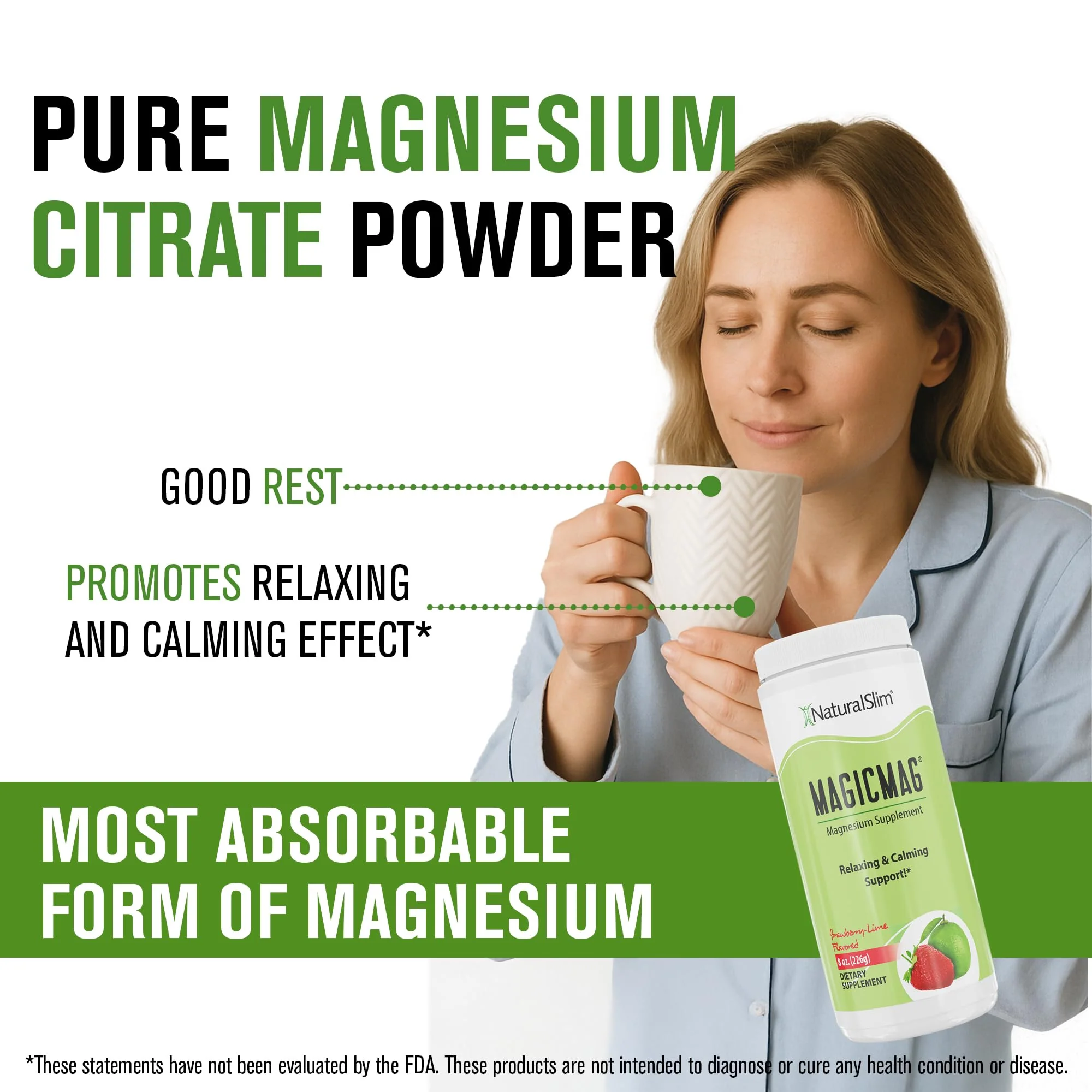 NaturalSlim MagicMag Magnesium Citrate Powder – Strawberry Lime Flavor, 8oz Drink Mix (3 Pack) - Image 3