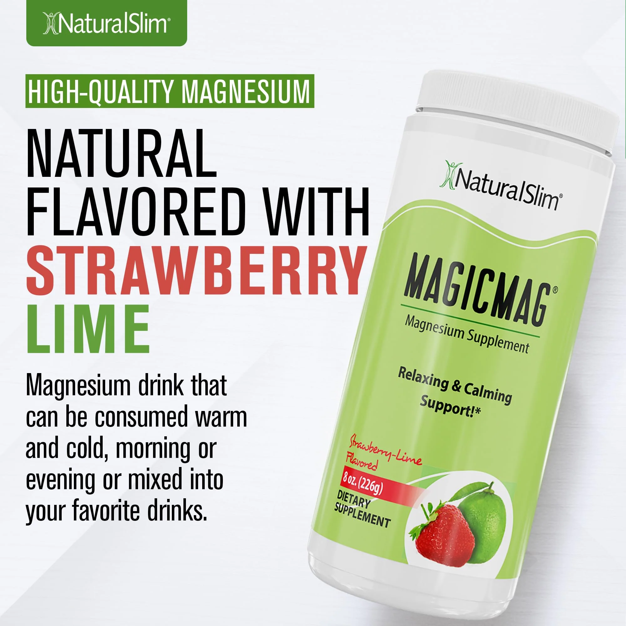 NaturalSlim MagicMag Magnesium Citrate Powder – Strawberry Lime Flavor, 8oz Drink Mix (3 Pack) - Image 5