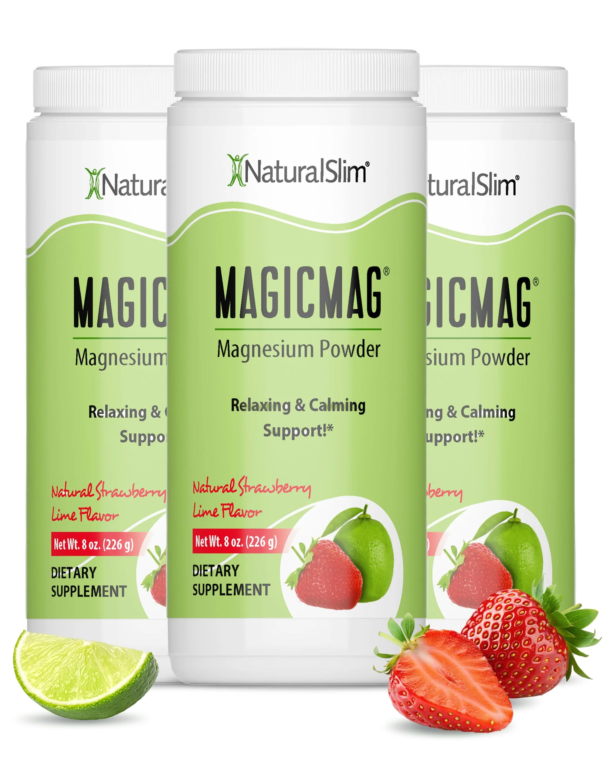 NaturalSlim MagicMag Magnesium Citrate Powder – Strawberry Lime Flavor, 8oz Drink Mix (3 Pack) - Image 9