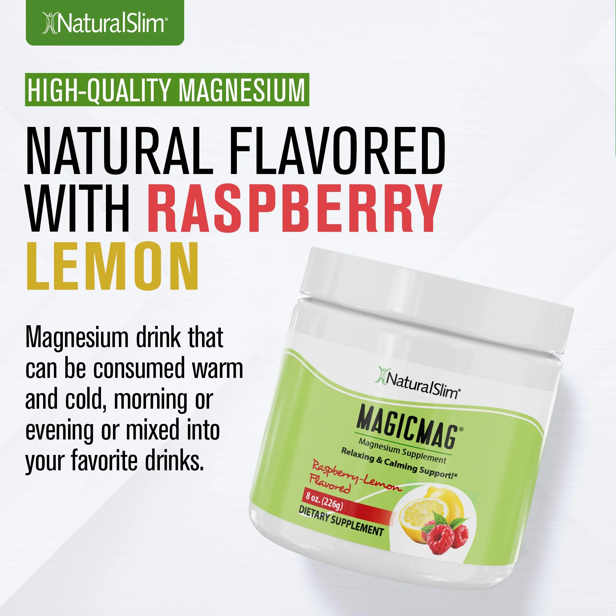 NaturalSlim MagicMag Pure Magnesium Citrate Powder – Raspberry Lemon Drink Mix, 8 oz (2 Pack) - Image 5