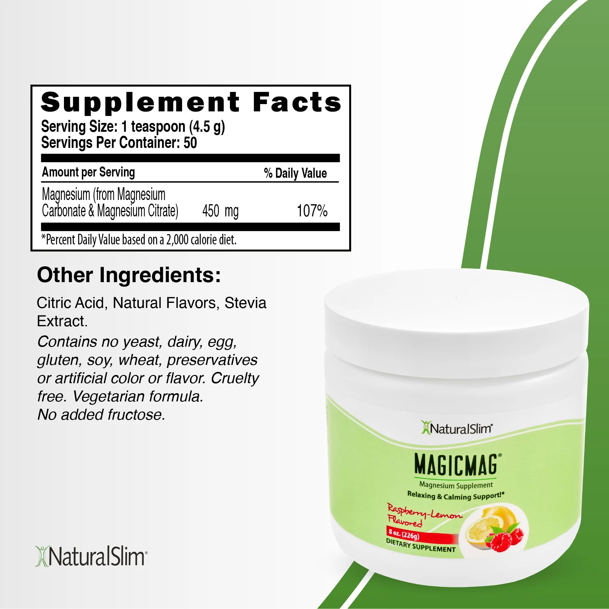 NaturalSlim MagicMag Pure Magnesium Citrate Powder – Raspberry Lemon Drink Mix (8oz, 3 Pack) - Image 3