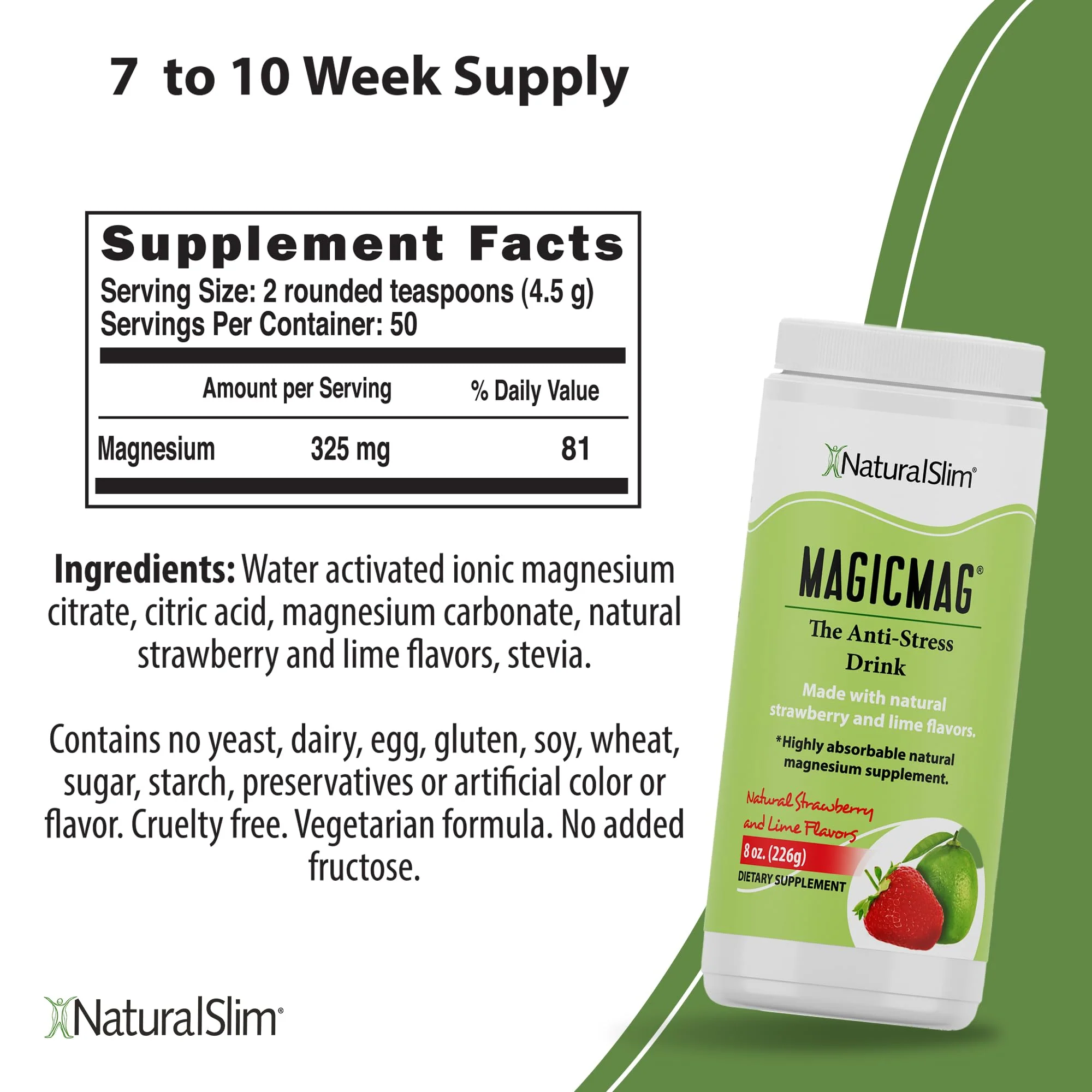 NaturalSlim MagicMag Pure Magnesium Citrate Powder – Strawberry Lime Drink Mix (8oz, 2 Pack) - Image 10