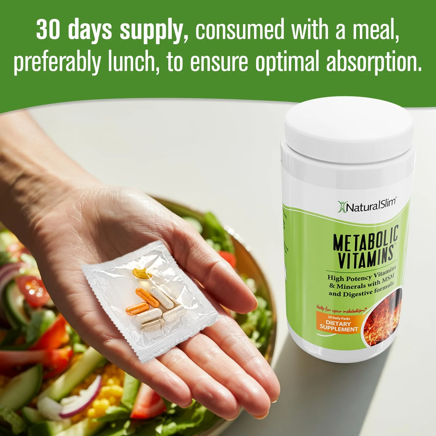 NaturalSlim Metabolic Vitamins | Multivitamin for Energy, Metabolism & Nutrient Absorption | 30-Pack - Image 11