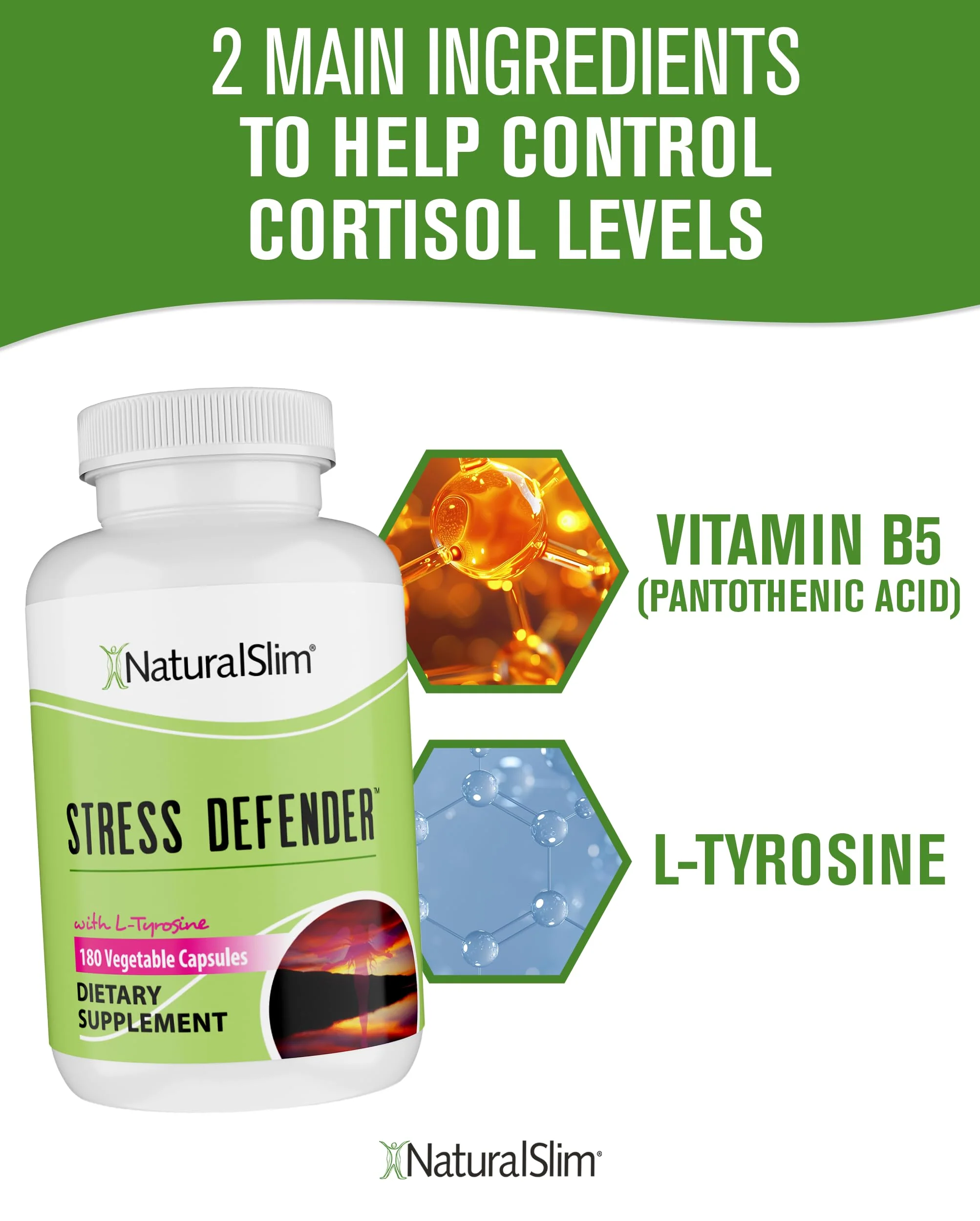 NaturalSlim Stress Defender – Stress Relief & Cortisol Support | 3-Pack, 180 Vegetarian Capsules - Image 5