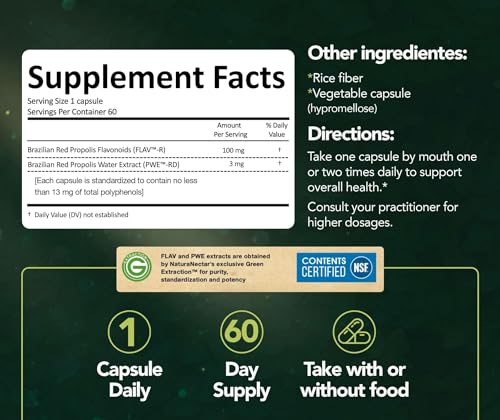 NaturaNectar Red Bee Propolis Capsules – NSF Certified, Gluten-Free (60pcs) - Image 5