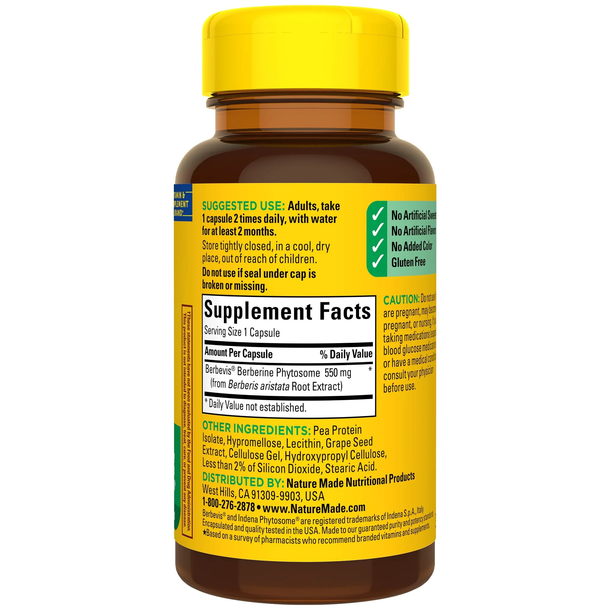Nature Made Better Absorption Berberine Phytosome Capsules – 1100 mg Daily, 60 Capsules - Image 14