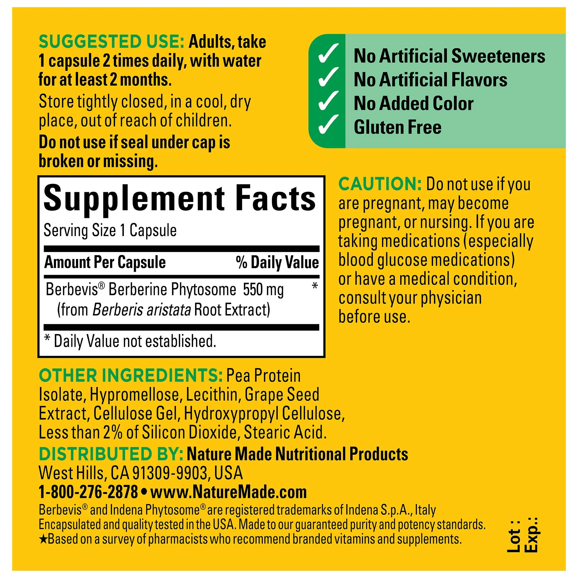 Nature Made Better Absorption Berberine Phytosome Capsules – 1100 mg Daily, 60 Capsules - Image 5