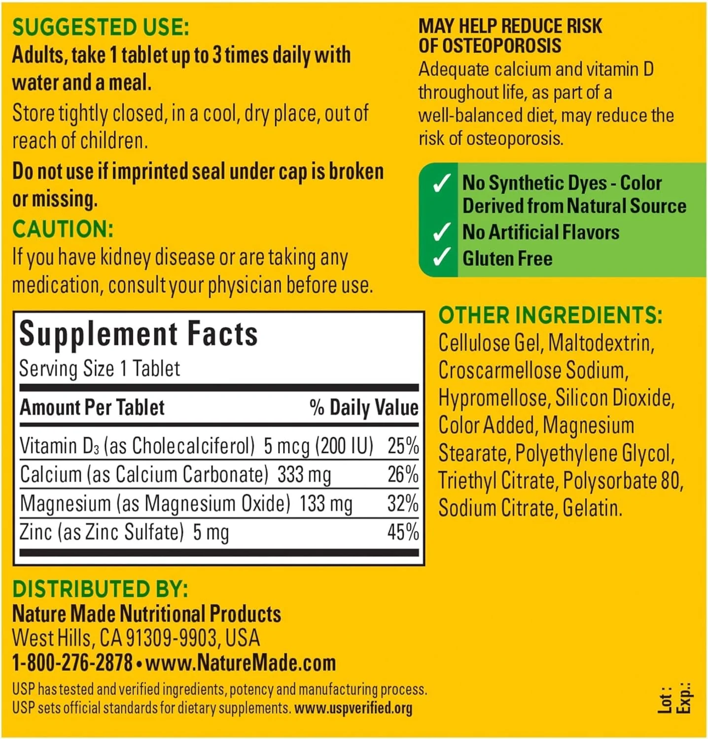 Nature Made Calcium, Magnesium & Zinc with Vitamin D Tablets – Value Size 300 Ct (3-Pack) - Image 2