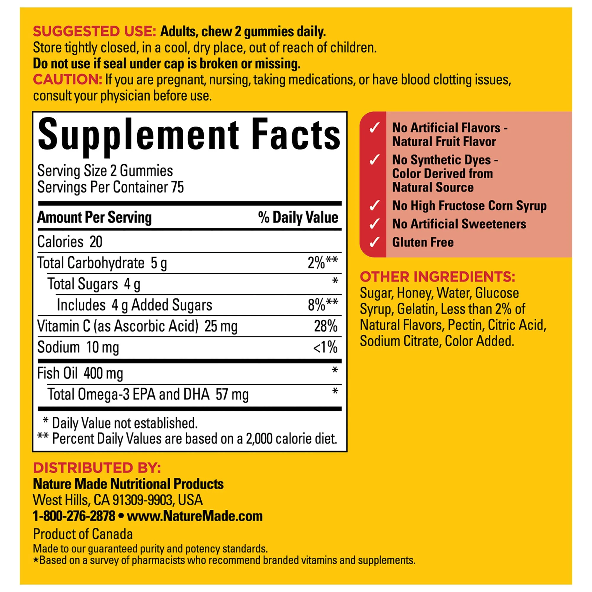 Nature Made Fish Oil Omega-3 Gummies - Heart Health (150 Count, 75-Day Supply) - Image 5