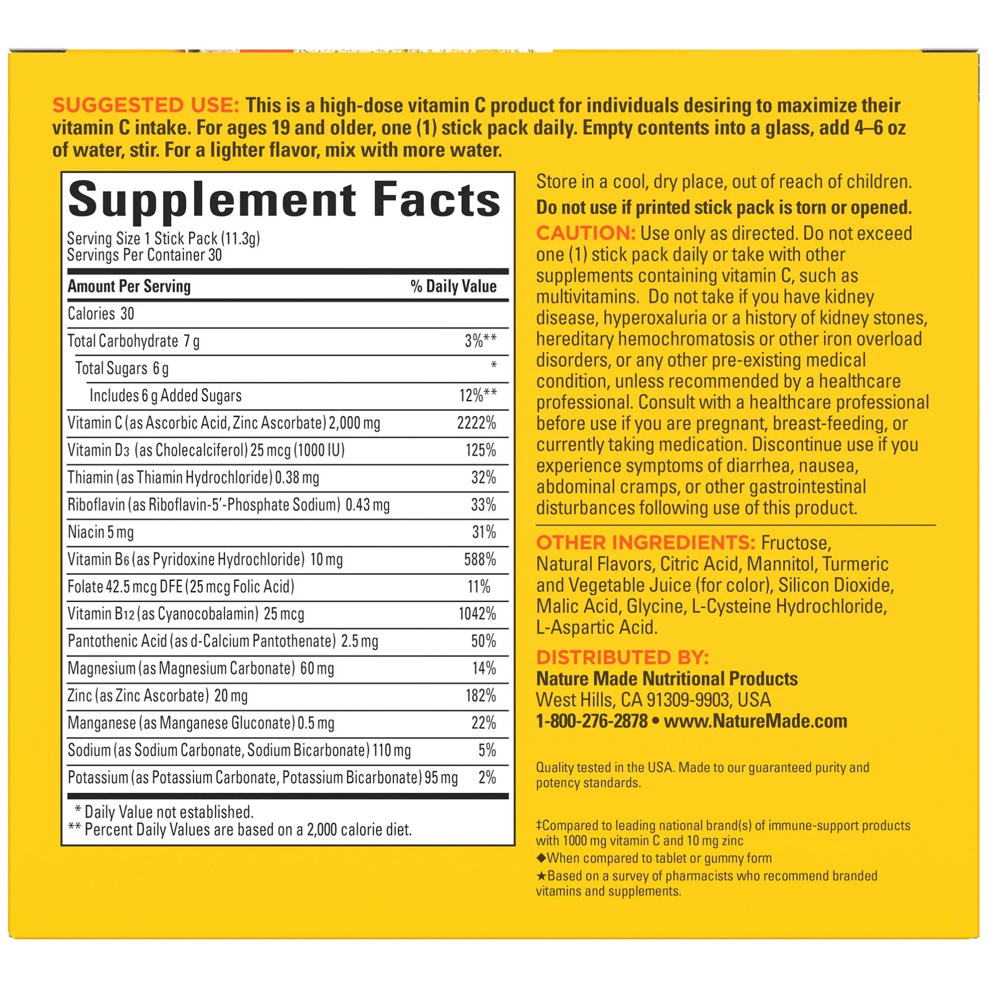 Nature Made ImmuneMAX Fizzy Drink Mix – Vitamin C, D & Zinc Immune Support, 30 Sticks - Image 2