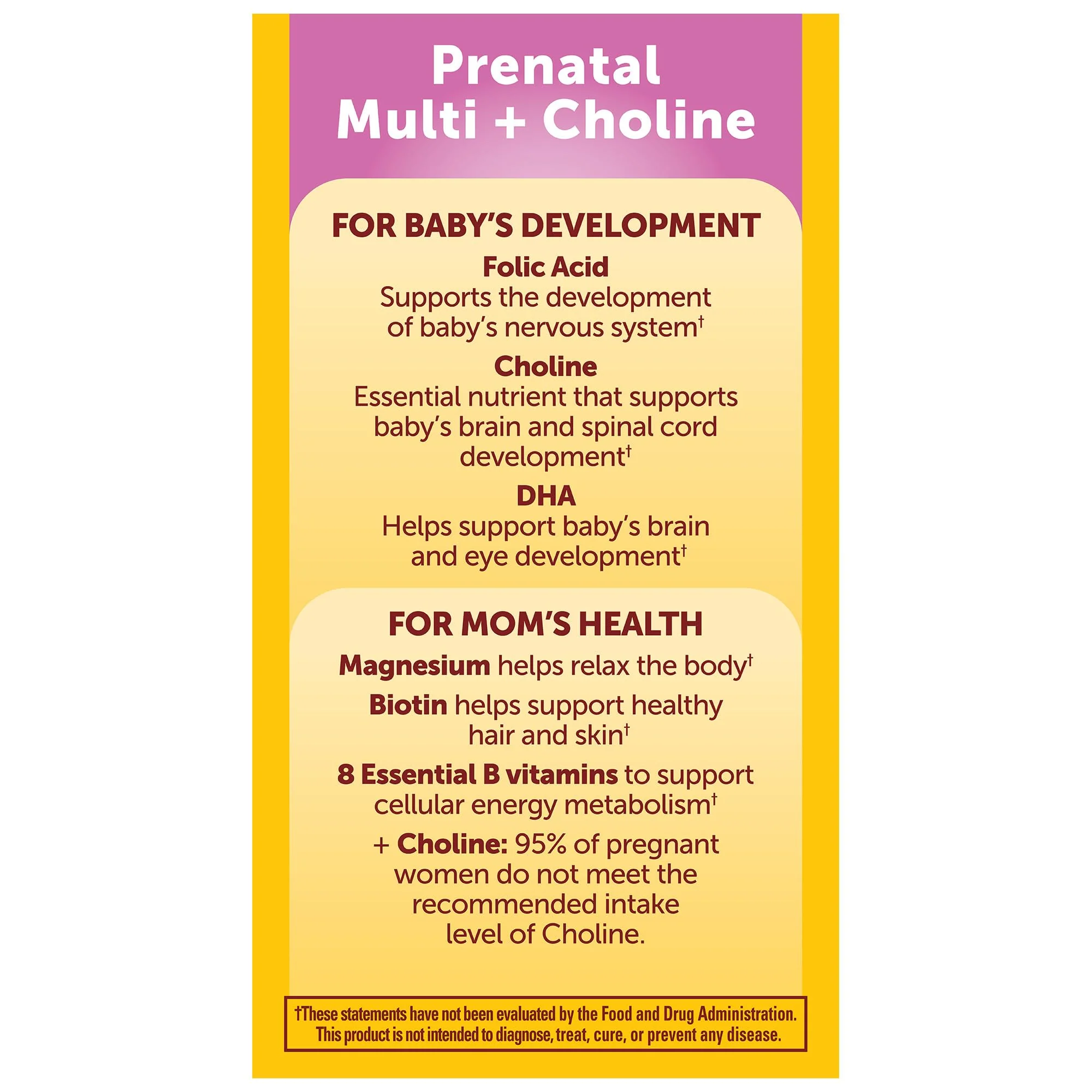 Nature Made Prenatal Vitamin Softgels + Choline Capsules – 60 Day Supply, Folic Acid + DHA - Image 8