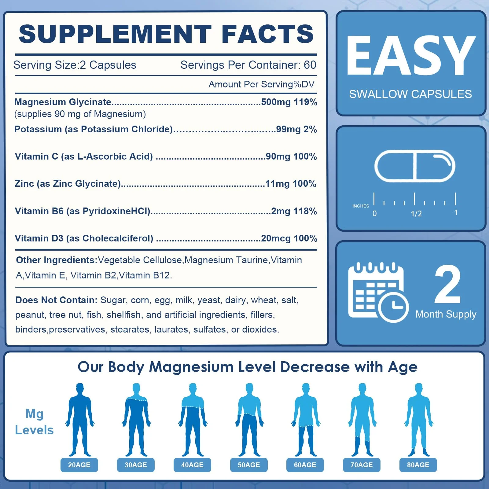NATURE TARGET Magnesium Glycinate 500mg with Zinc & Vitamin D3 – Muscle, Nerve & Bone Support, Heart Health & Immune Support (Pack of 2, 240 Capsules) - Image 13