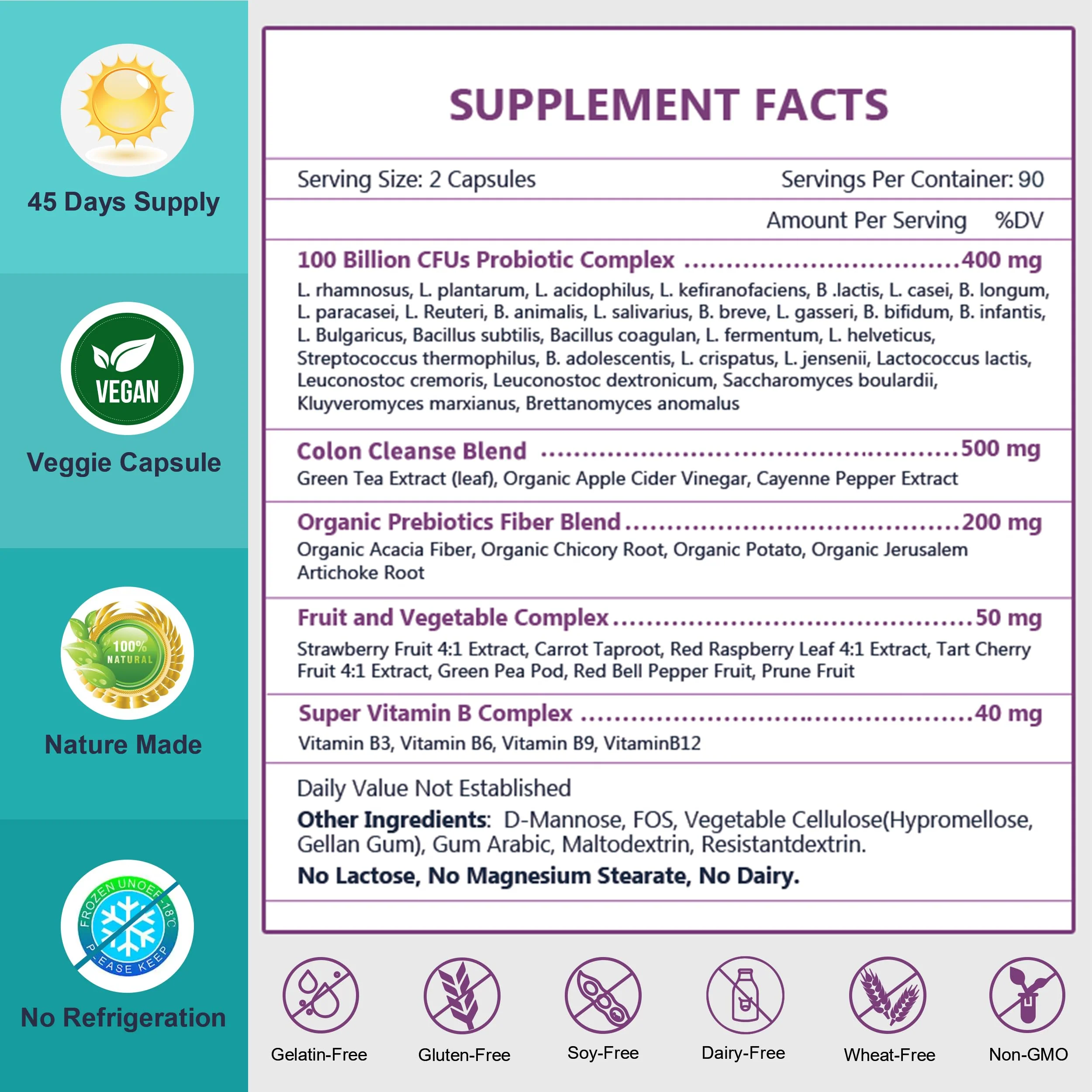 NATURE TARGET Probiotics for Women & Men – 100B CFU, 30 Strains, 180 Veggie Capsules per Pack, Pack of 2 (180 Days) - Image 14