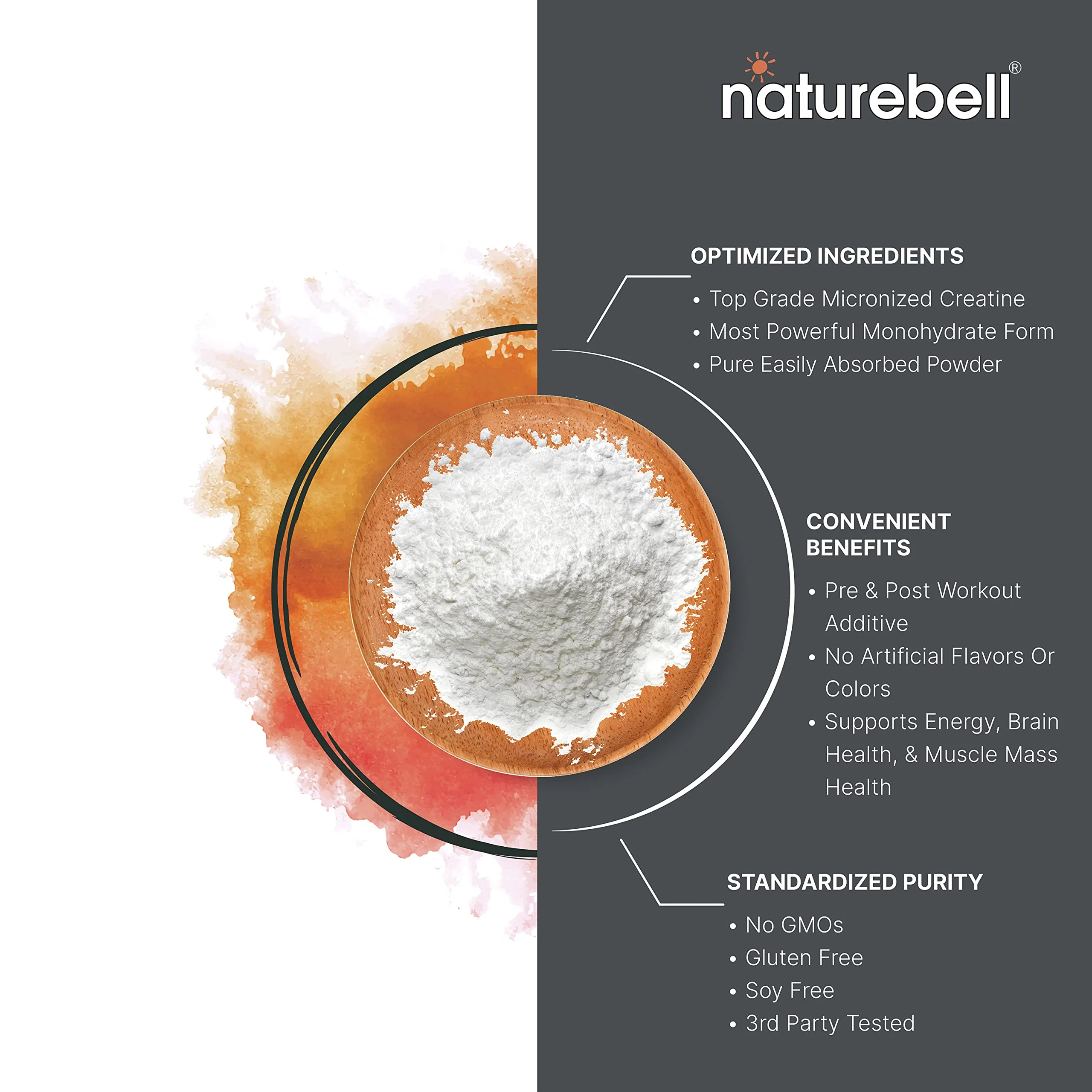 NatureBell 2 Pack Creatine Monohydrate Powder 500g – 5,000mg per Serving, 200 Servings | Keto & Vegan - Image 5