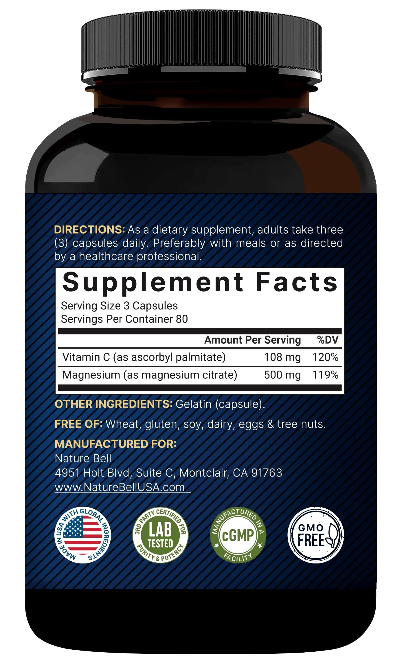 NatureBell 2 Pack Magnesium Citrate 500mg – 480 Capsules | 2-in-1 Vitamin C - Image 8
