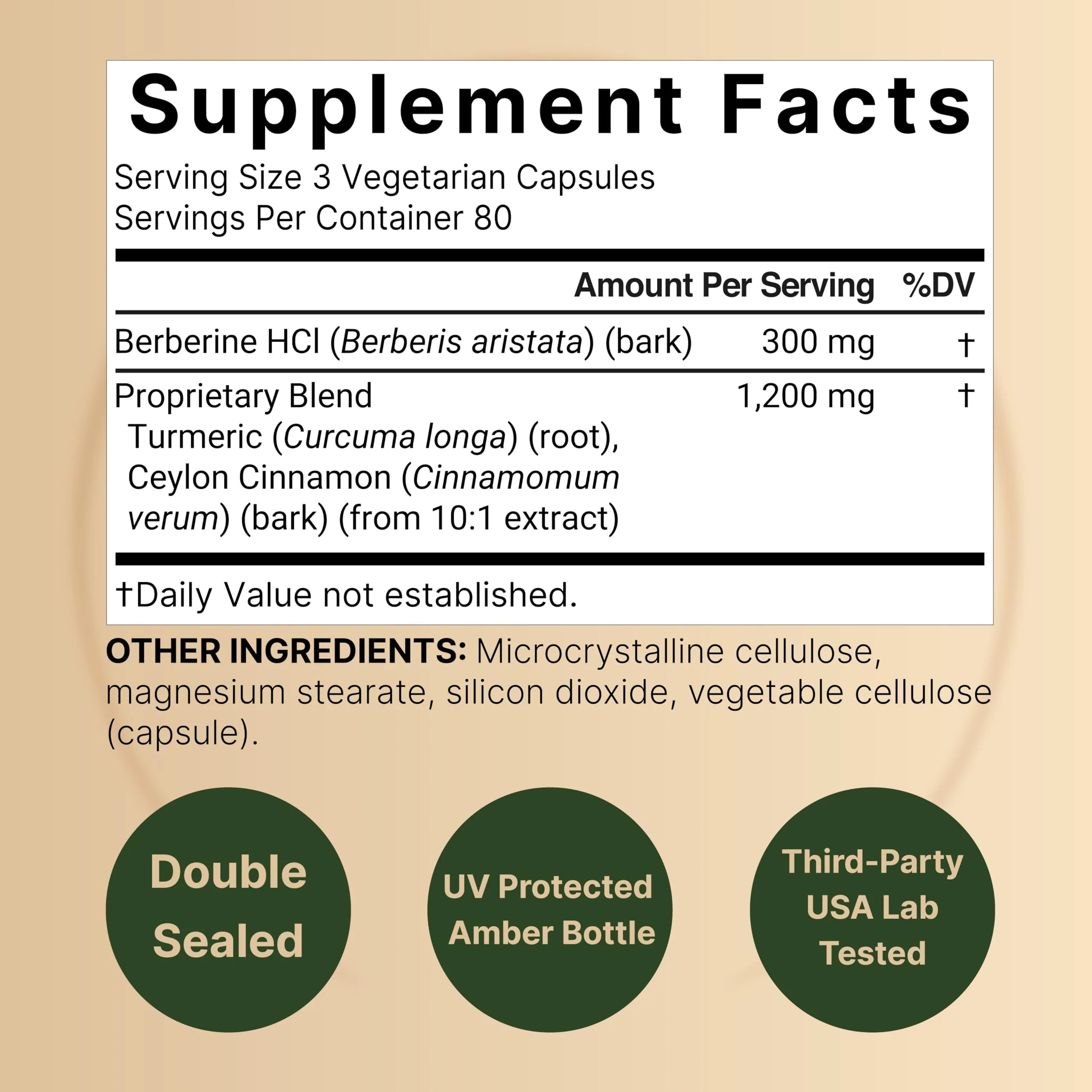 NatureBell Berberine 1500mg with Cinnamon & Turmeric – 2 Pack Veggie Capsules | 97% Pure Berberine HCl - Image 2