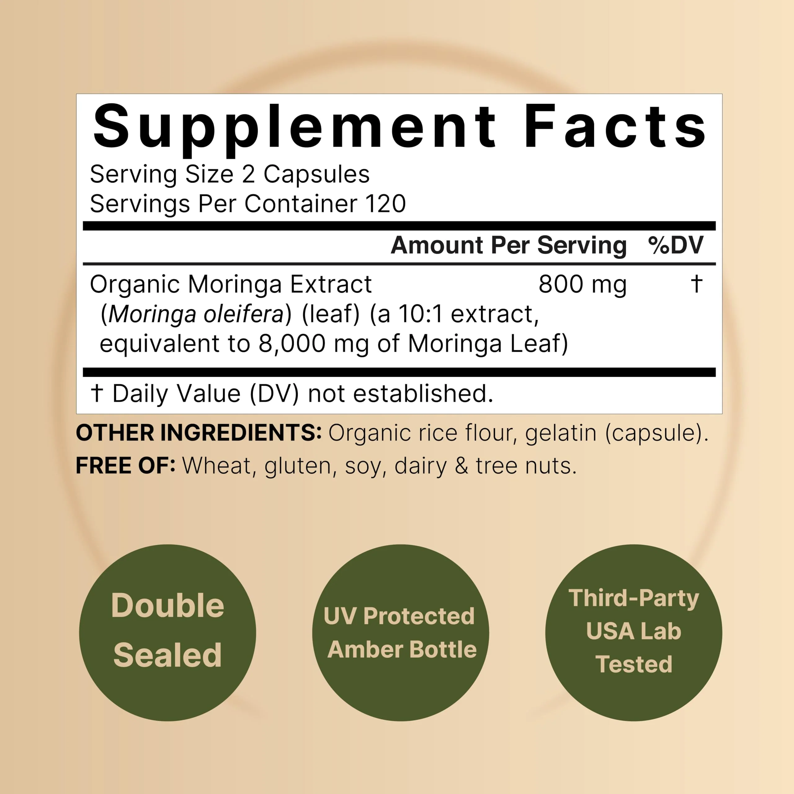 NatureBell Pure Moringa Capsules – 8,000mg per Serving, 2-Pack, Organic - Image 2