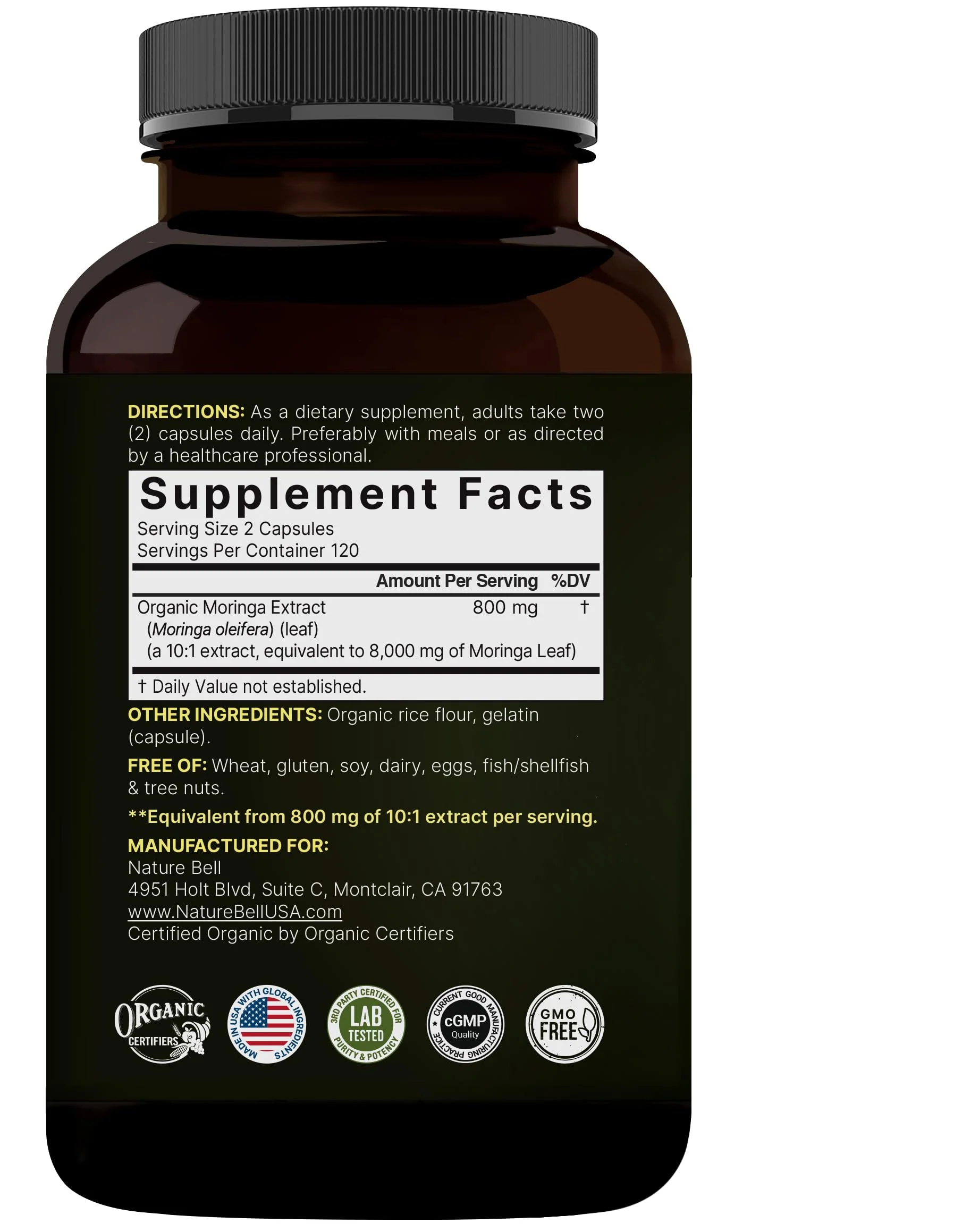 NatureBell Pure Moringa Capsules – 8,000mg per Serving, 2-Pack, Organic - Image 7