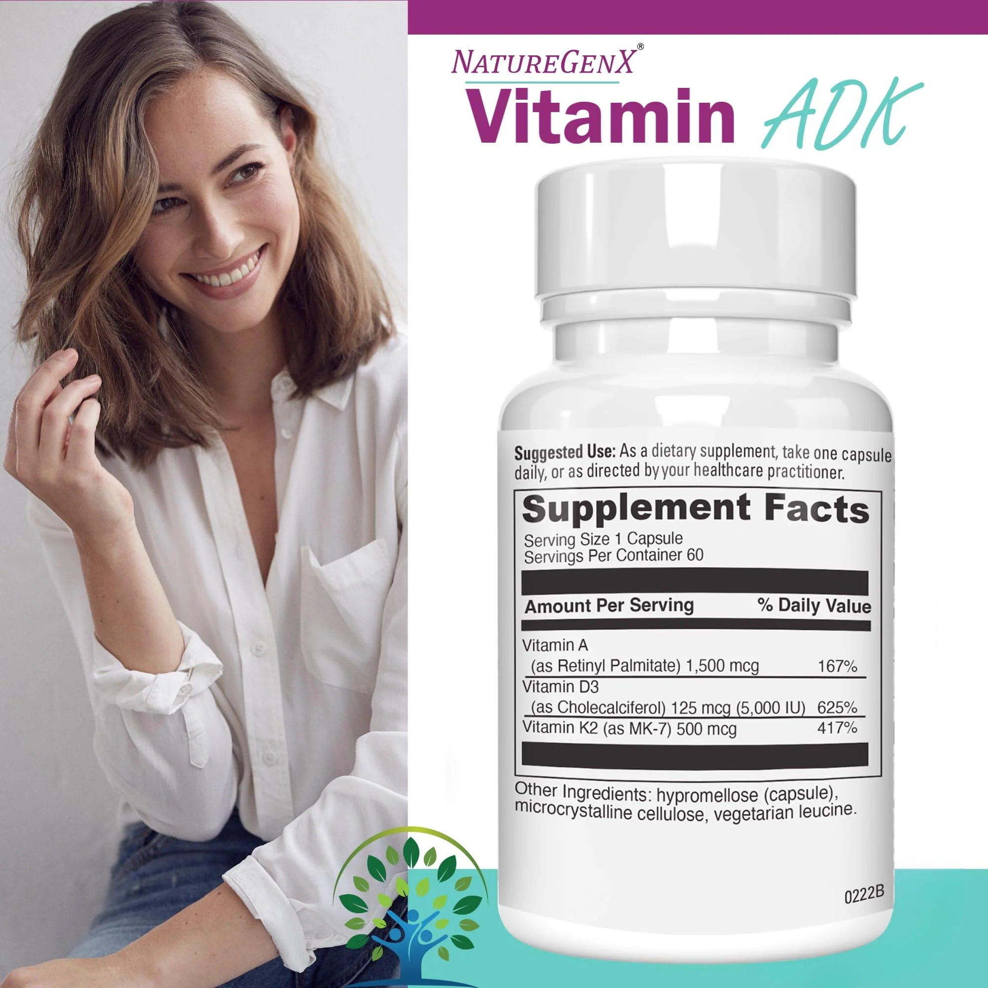 NatureGenX ADK Vitamin Supplement - Enhanced Bone Support (Gluten-Free, 120 Capsules Pack of 2) - Image 18