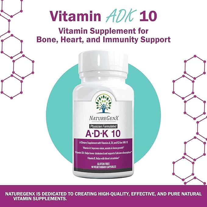 NatureGenX ADK10 – High Potency Vitamin ADK (D3 10,000 IU, K2 MK-7) | Bone, Immune & Heart Support | 90 Capsules - Image 11