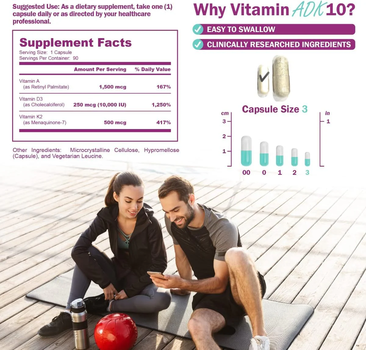 NatureGenX ADK10 – High Potency Vitamin ADK (D3 10,000 IU, K2 MK-7) | Bone, Immune & Heart Support | 90 Capsules - Image 13