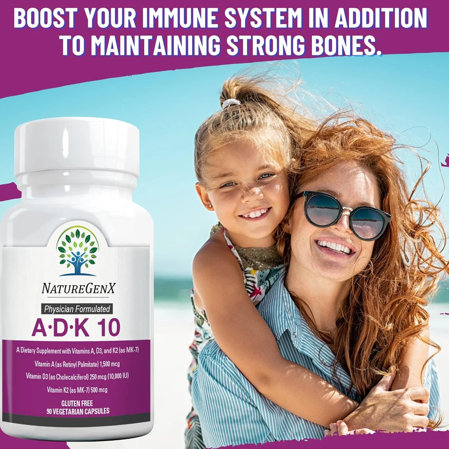 NatureGenX ADK10 – High Potency Vitamin ADK (D3 10,000 IU, K2 MK-7) | Bone, Immune & Heart Support | 90 Capsules - Image 15