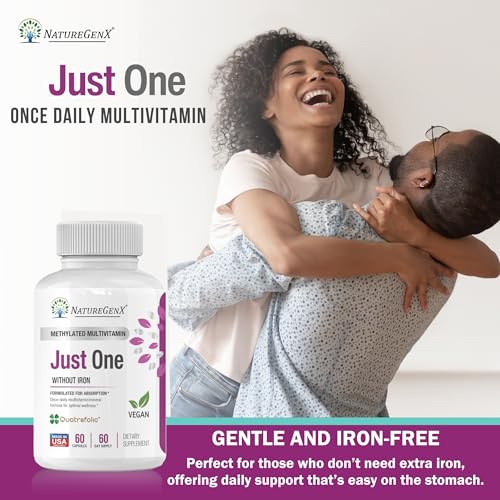NatureGenX Just One Daily Methylated Multivitamin - 60 Caps, 2-Month Supply, Iron-Free, MTHFR Support, Gluten Free - Image 11