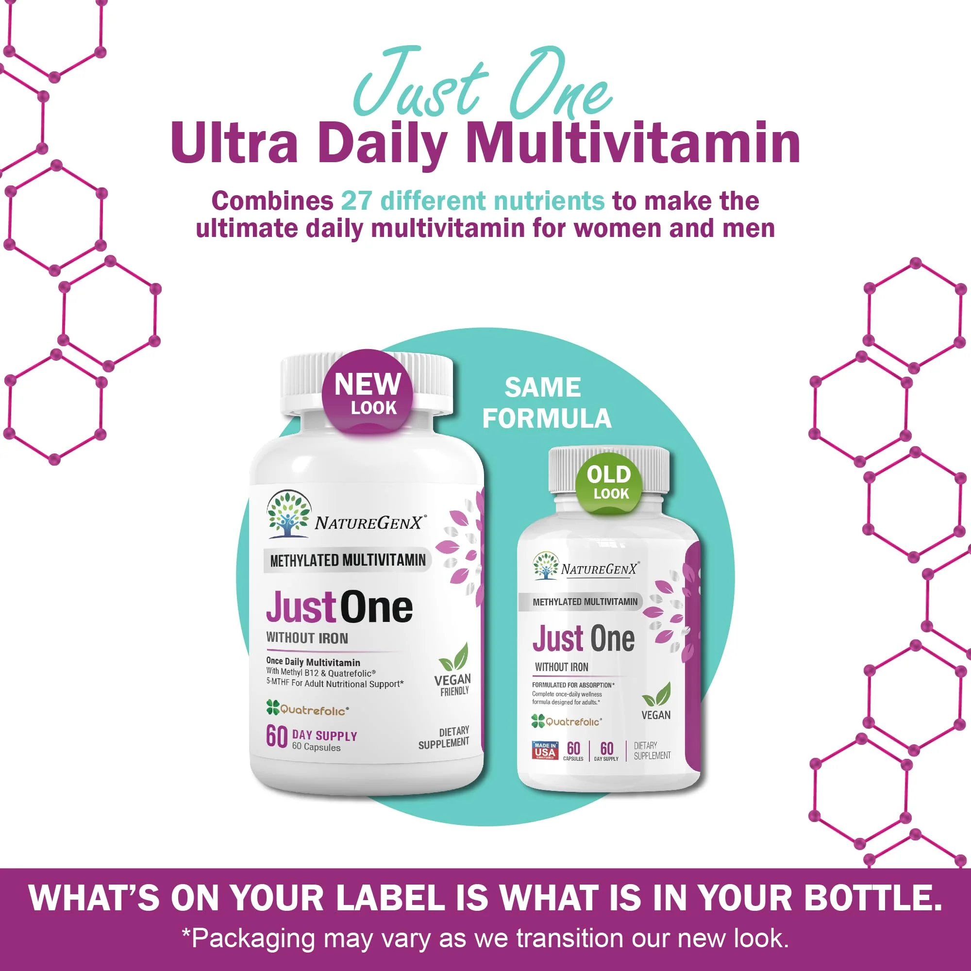 NatureGenX Just One Daily Methylated Multivitamin - 60 Caps, 2-Month Supply, Iron-Free, MTHFR Support, Gluten Free - Image 13