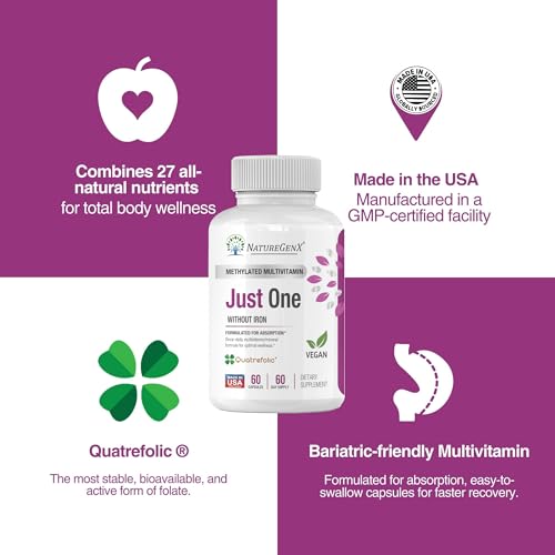 NatureGenX Just One Daily Methylated Multivitamin - 60 Caps, 2-Month Supply, Iron-Free, MTHFR Support, Gluten Free - Image 21
