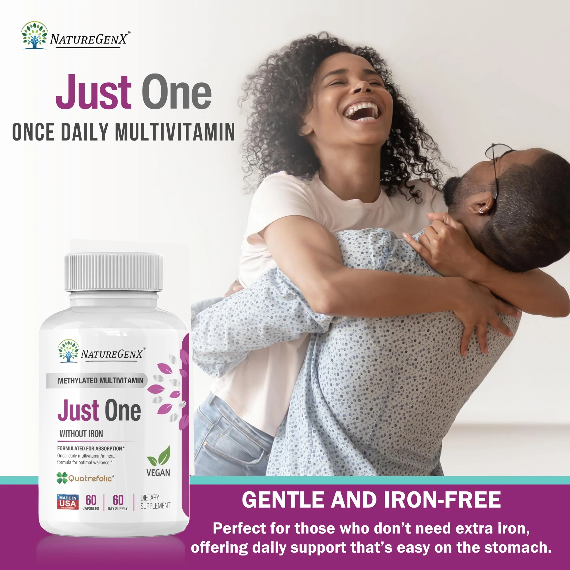 NatureGenX Just One Daily Methylated Multivitamin – 60 Vegan Capsules, USA-Made, Iron-Free - Image 15