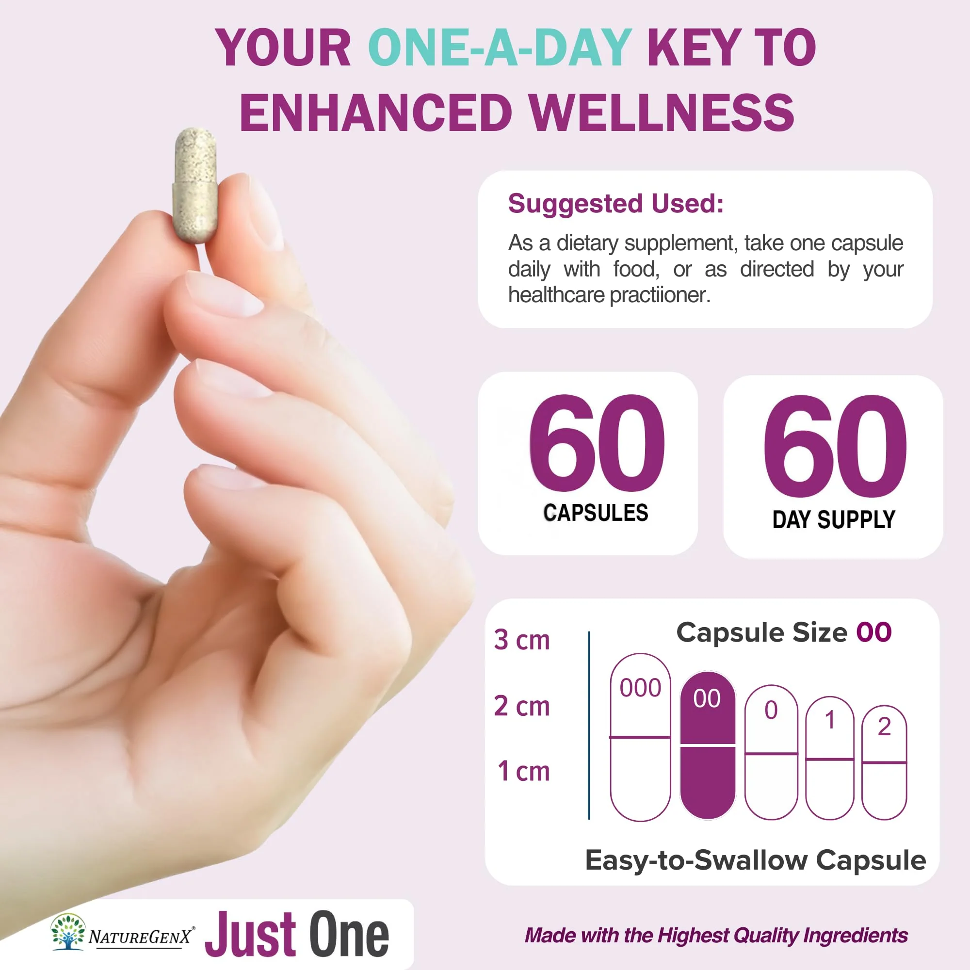 NatureGenX Just One Daily Methylated Multivitamin – 60 Vegan Capsules, USA-Made, Iron-Free - Image 7