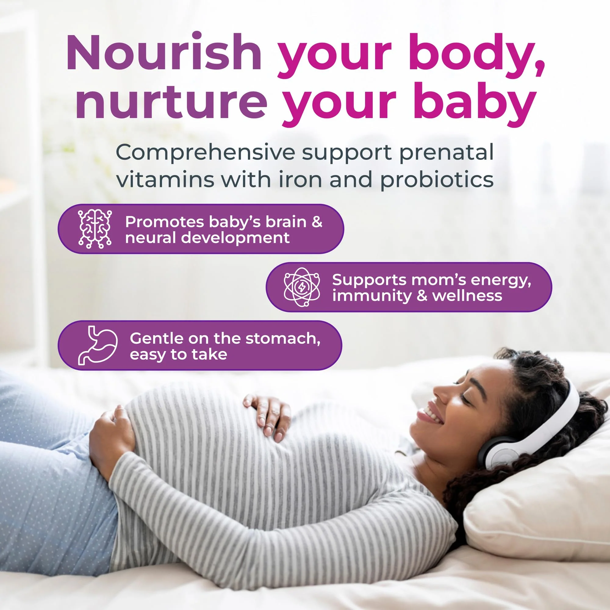 NatureGenX Methyl Prenatal with Probiotics – Vegan Prenatal Vitamins (60 Capsules) - Image 3