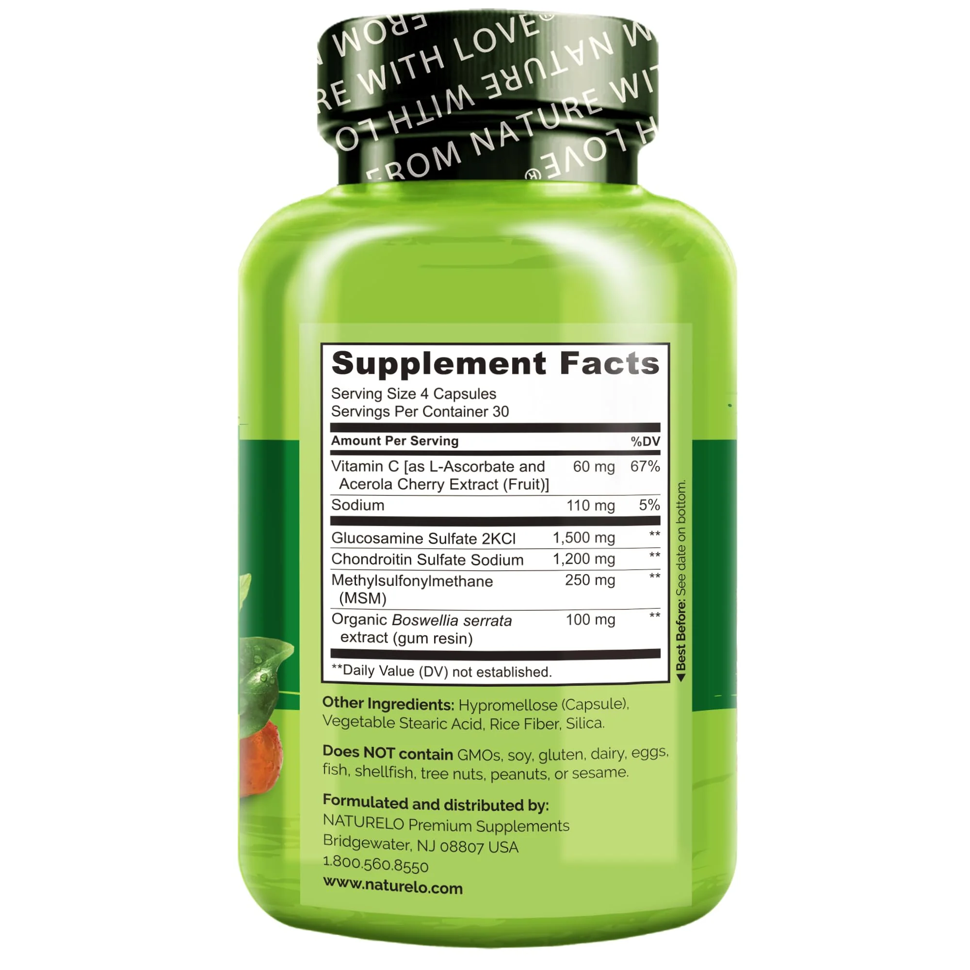 NATURELO Glucosamine Chondroitin MSM with Boswellia – Joint Support (120 Caps) - Image 3