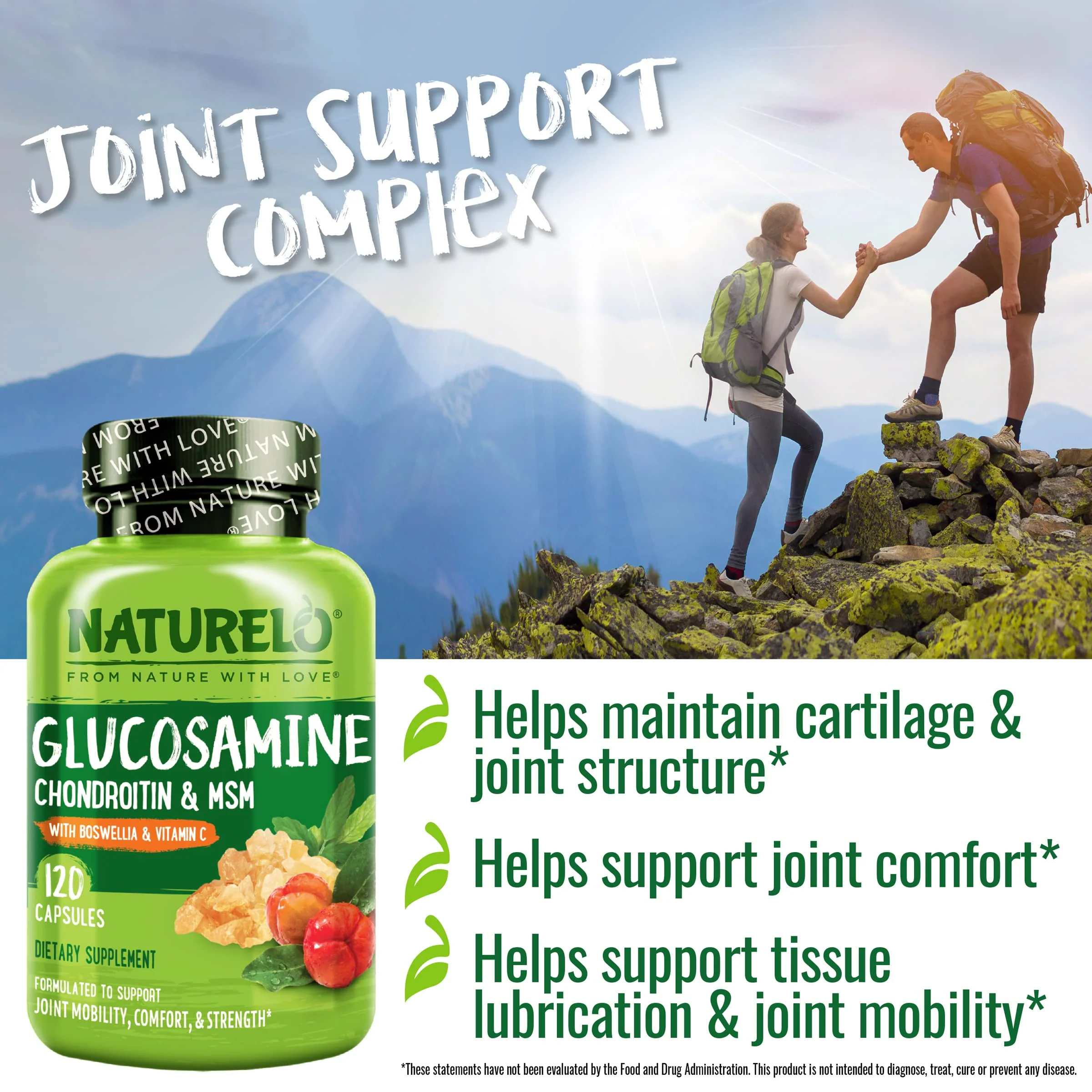 NATURELO Glucosamine Chondroitin MSM with Boswellia – Joint Support (120 Caps) - Image 6