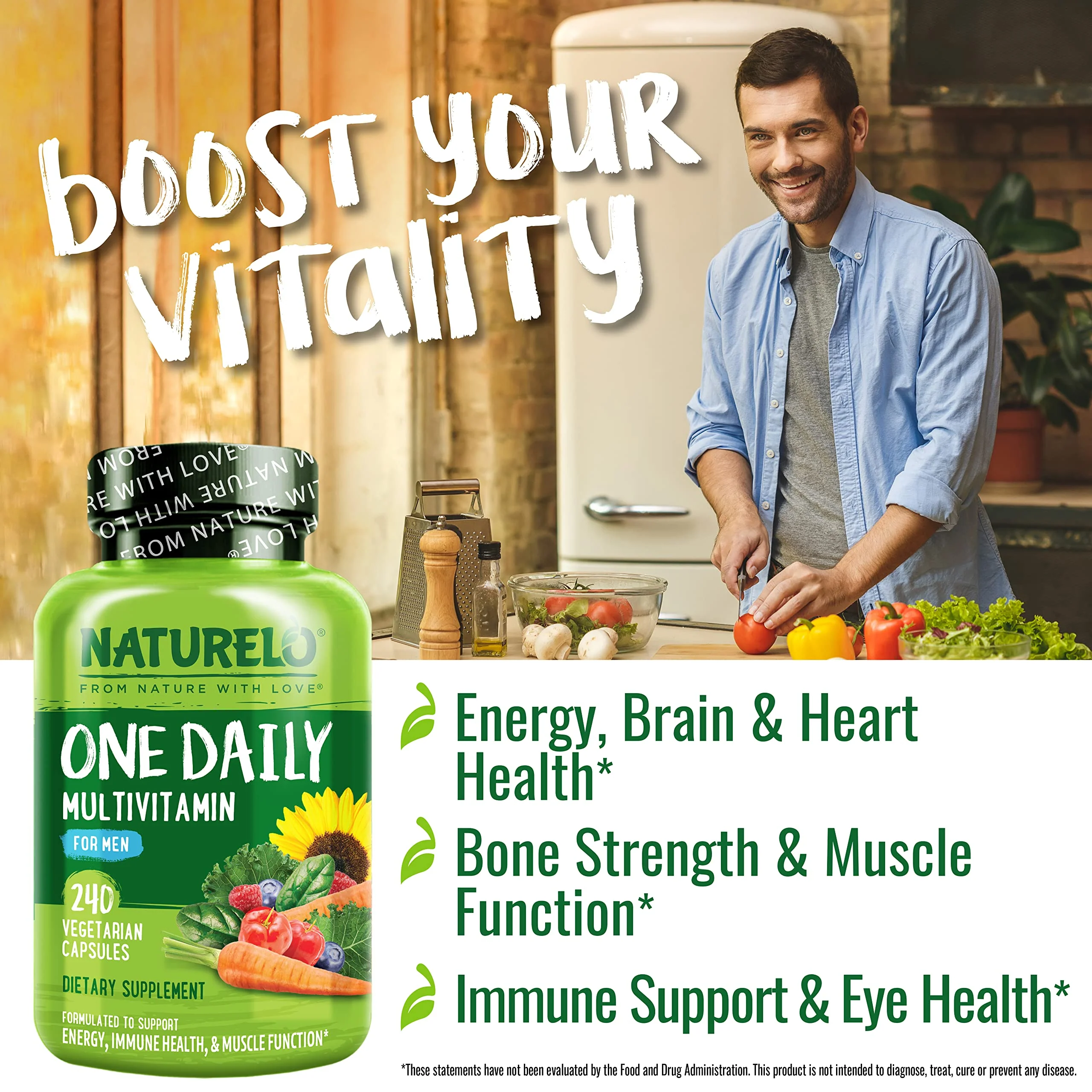 NATURELO Mens Multivitamins – One Daily Multivitamin for Men with Organic Whole Foods & High-Absorption Nutrients | Non-GMO, 240 Veggie Capsules - Image 10