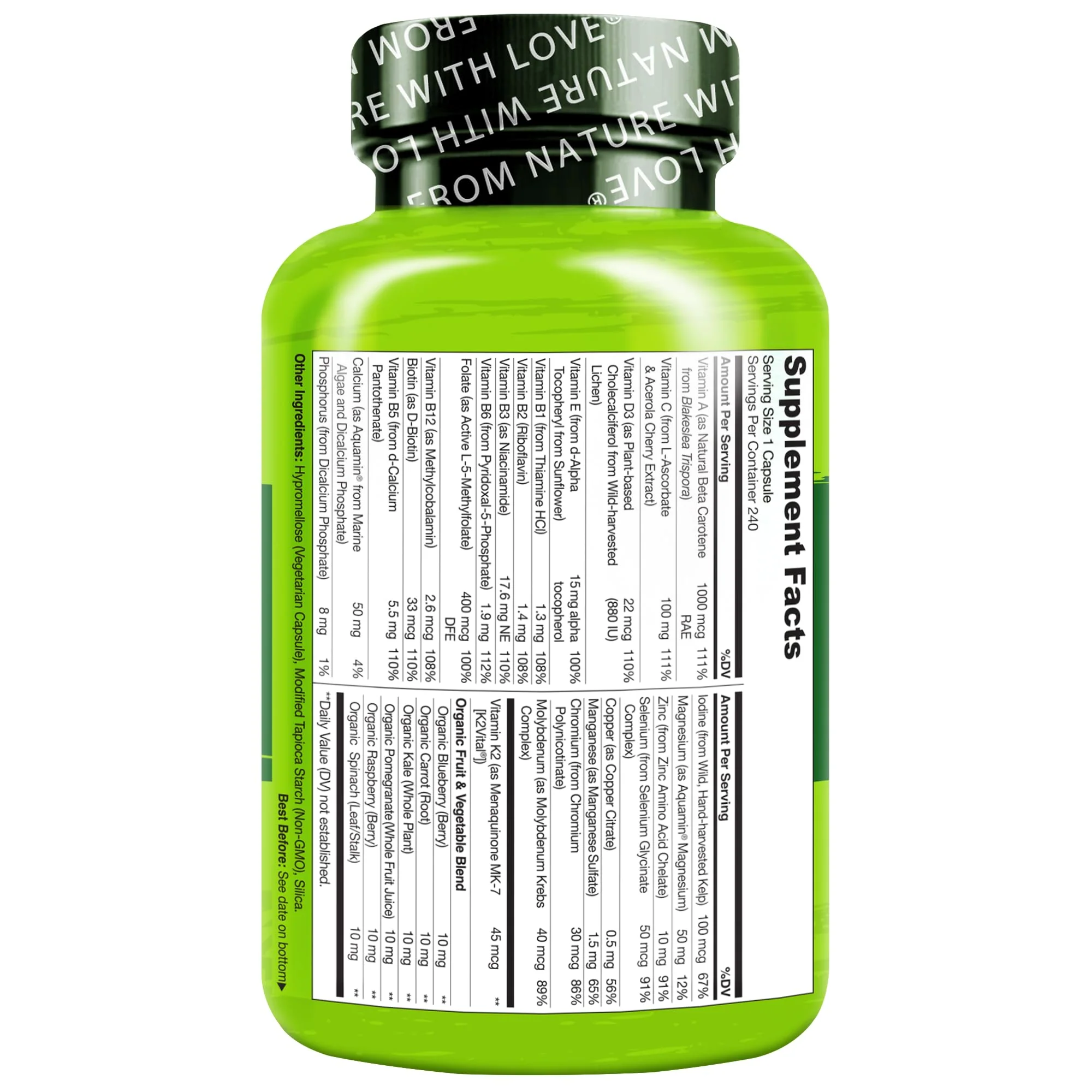 NATURELO Mens Multivitamins – One Daily Multivitamin for Men with Organic Whole Foods & High-Absorption Nutrients | Non-GMO, 240 Veggie Capsules - Image 7