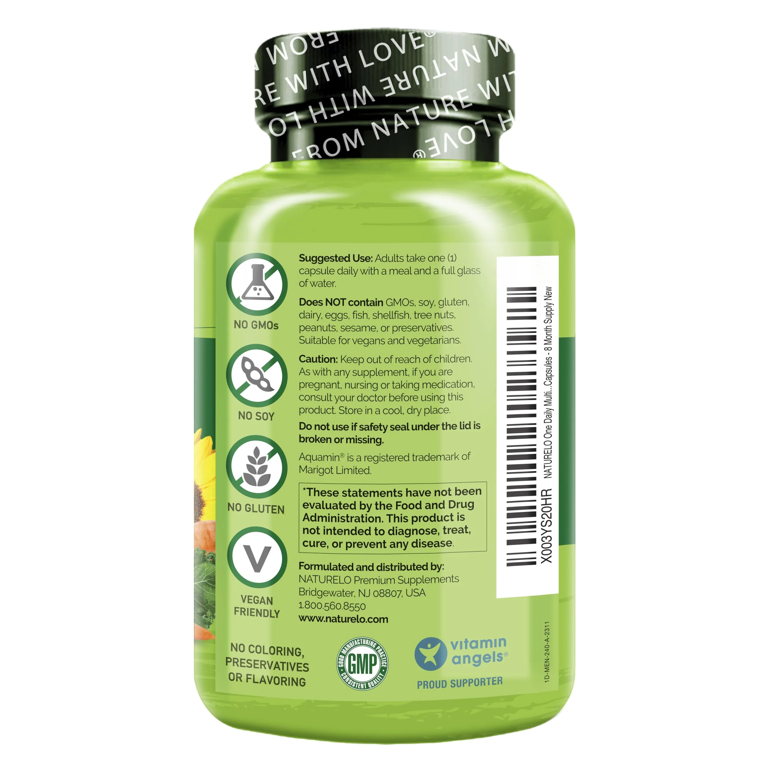NATURELO Mens Multivitamins – One Daily Multivitamin for Men with Organic Whole Foods & High-Absorption Nutrients | Non-GMO, 240 Veggie Capsules - Image 8