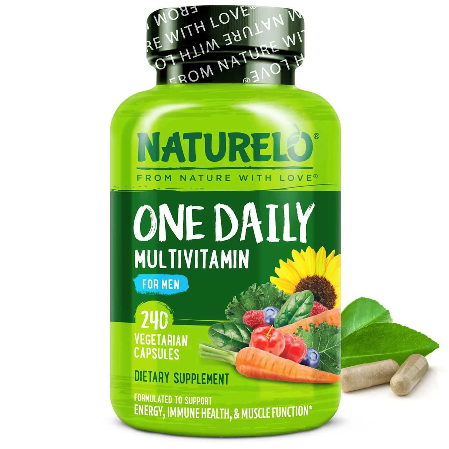 NATURELO Mens Multivitamins – One Daily Multivitamin for Men with Organic Whole Foods & High-Absorption Nutrients | Non-GMO, 240 Veggie Capsules - Image 9