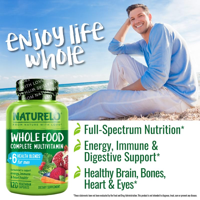 NATURELO Mens Multivitamins – Whole Food Multivitamin for Men | 120 Vegetarian Capsules - Image 4