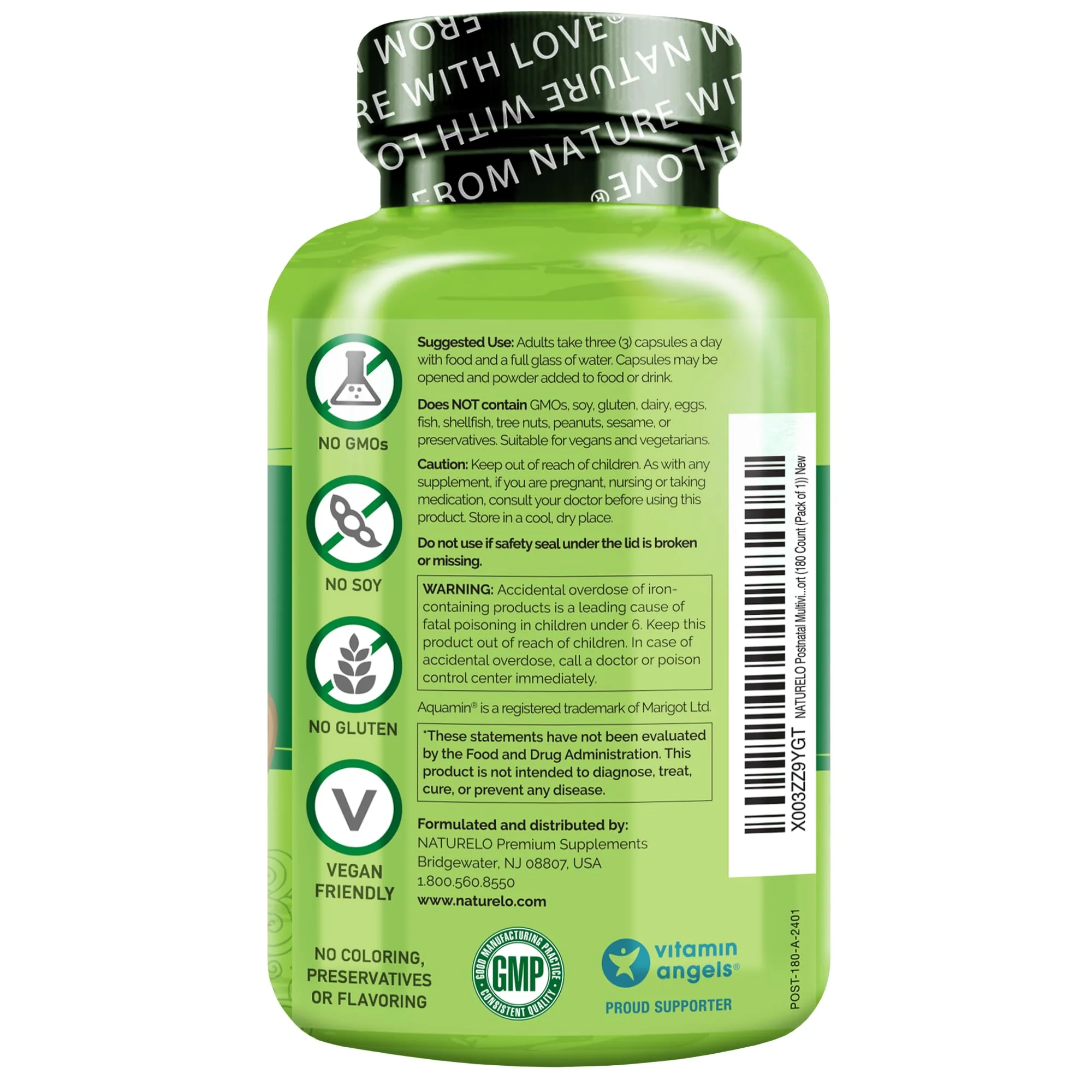 NATURELO Postnatal Multivitamin for Nursing Moms – Plant-Based Nutrition (180 Capsules) - Image 4