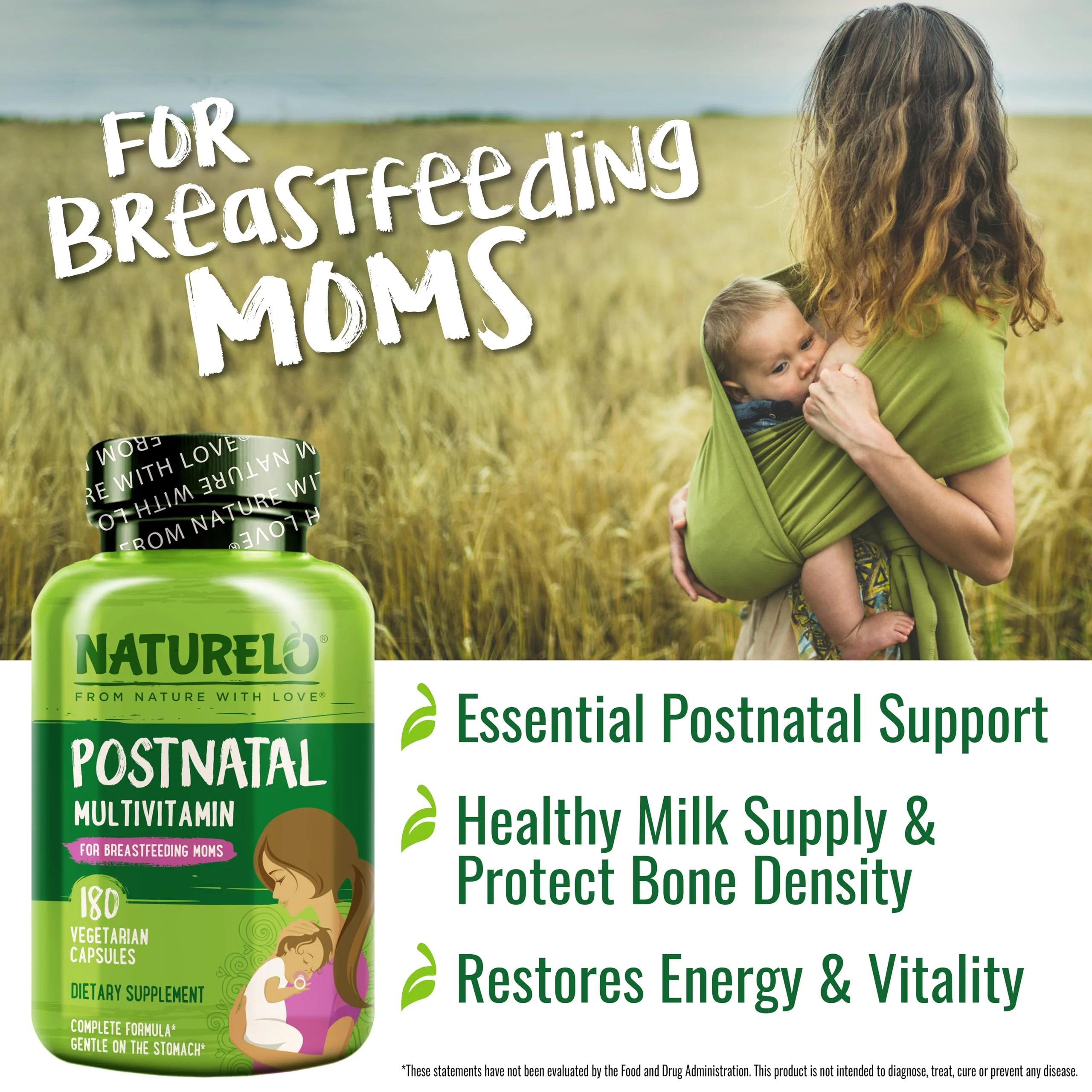 NATURELO Postnatal Multivitamin for Nursing Moms – Plant-Based Nutrition (180 Capsules) - Image 7