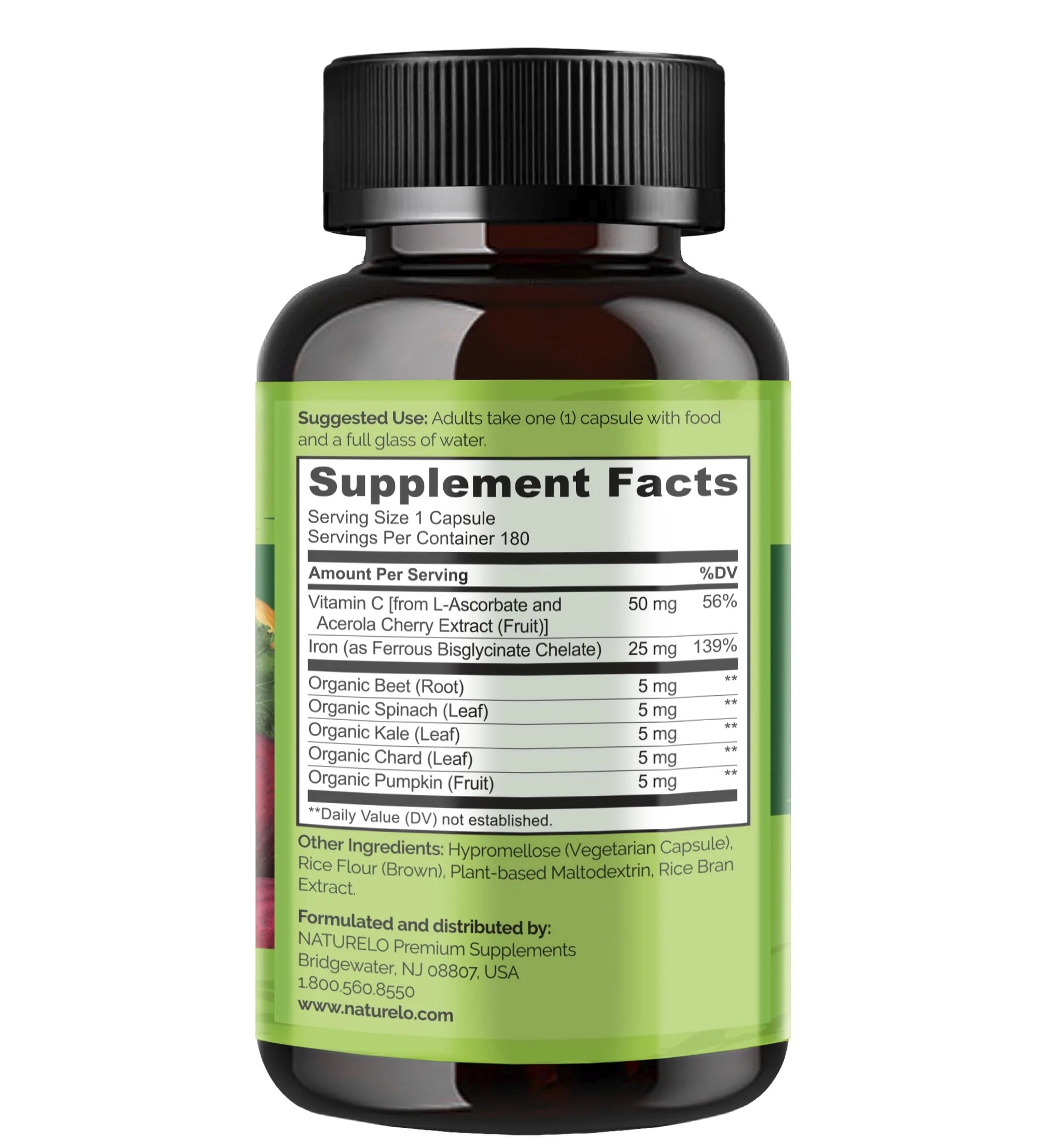 NATURELO Vegan Iron Supplement with Vitamin C | Gentle Ferrous Bisglycinate - Image 7
