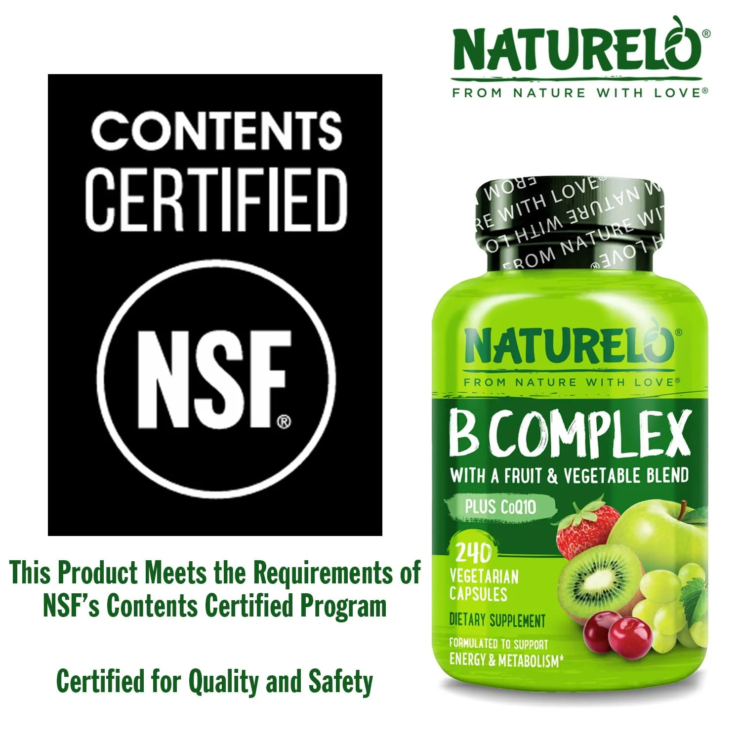NATURELO Vitamin B Complex – 240 Vegan Capsules with CoQ10 | Methylated B Vitamins - Image 13